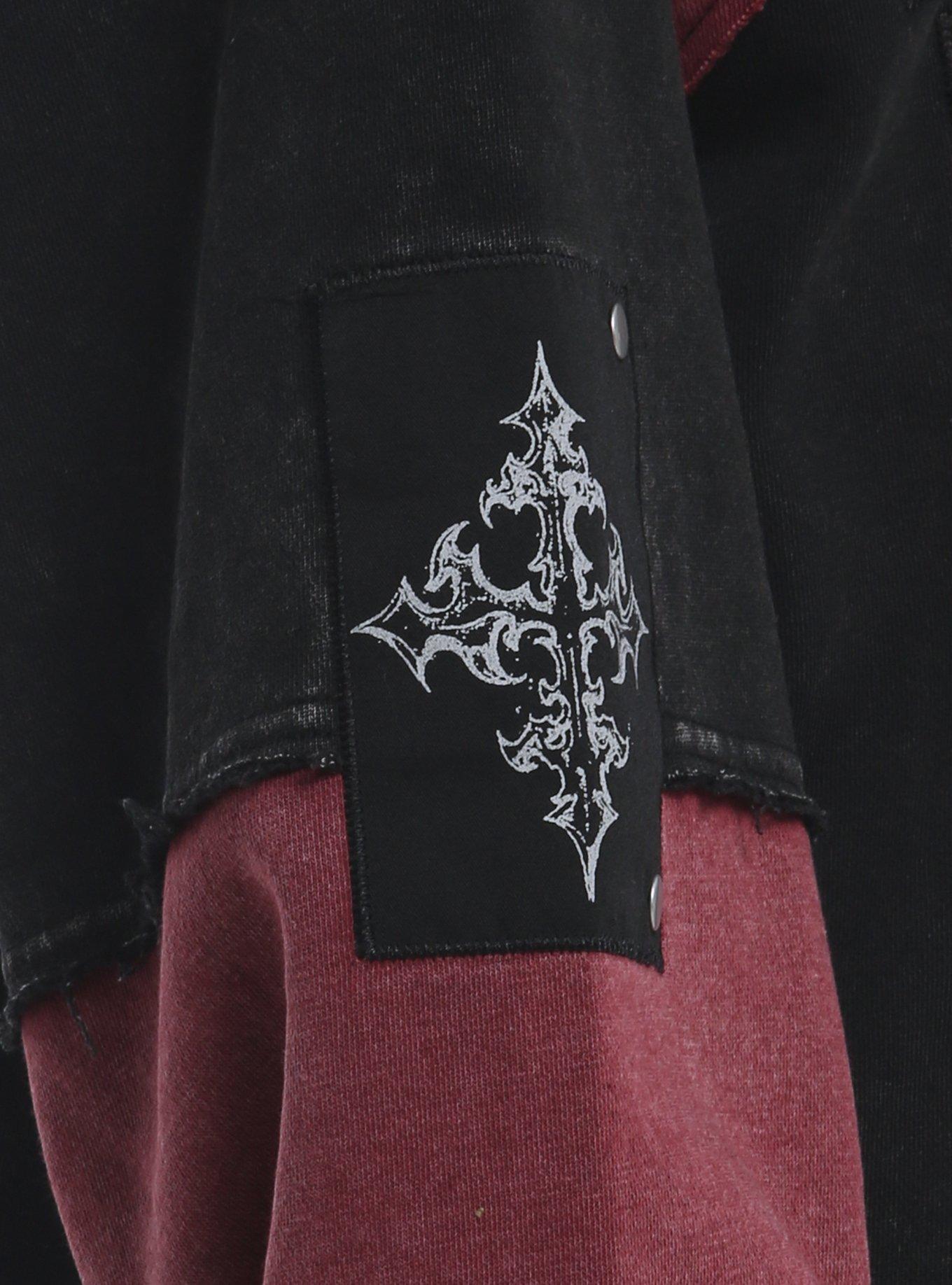 Social Collision Cyber Sigil Patchwork Stud Girls Hoodie, MULTI, alternate - view 4