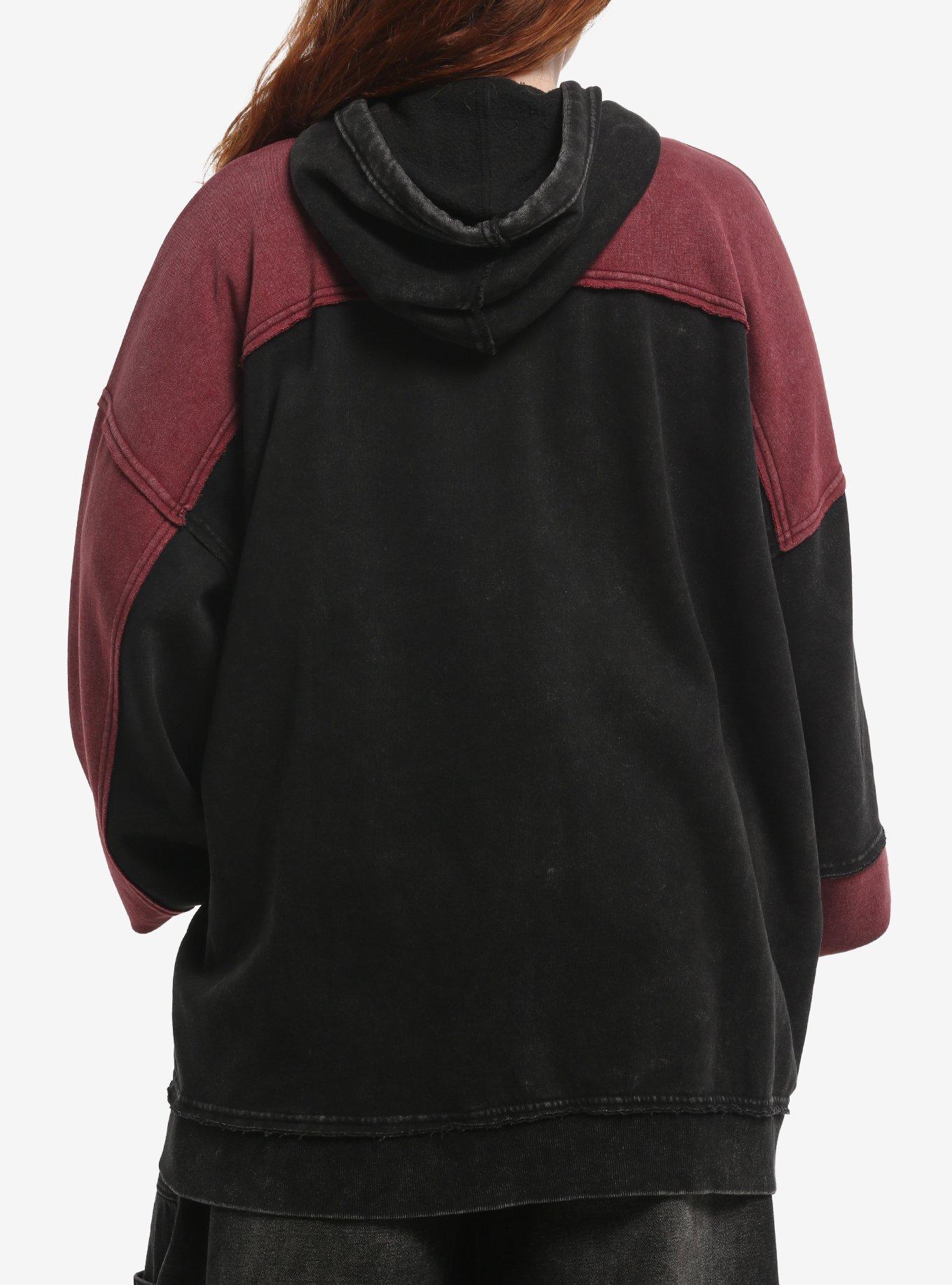 Social Collision Cyber Sigil Patchwork Stud Girls Hoodie Plus Size, , hi-res