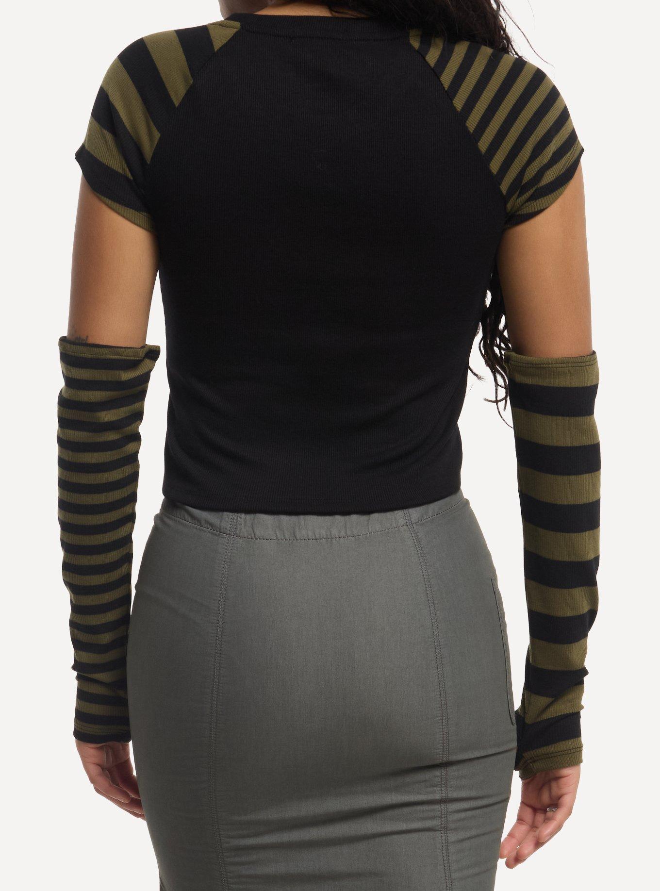 Thorn & Fable Star Girls Raglan T-Shirt With Mismatch Arm Warmers, MULTI, alternate - view 3