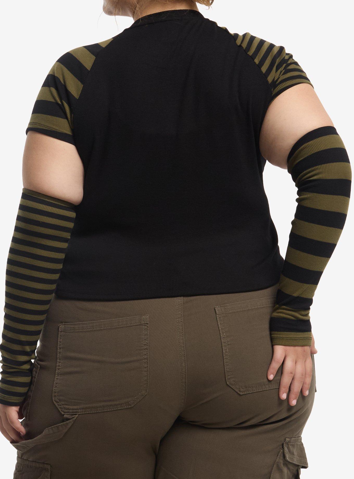 Thorn & Fable Star Girls Raglan T-Shirt With Mismatch Arm Warmers Plus Size, , hi-res