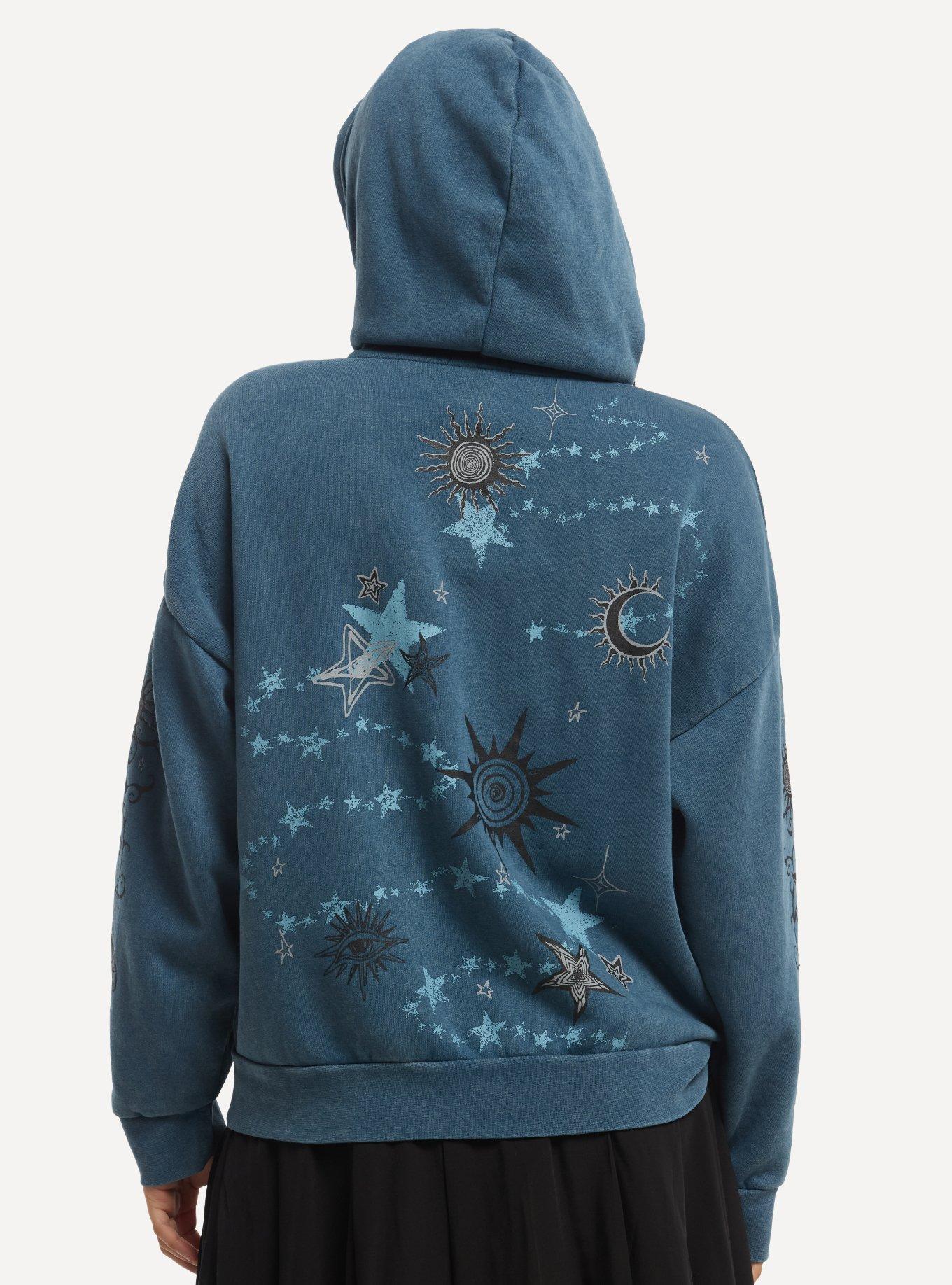Thorn & Fable Teal Star Swirl Filigree Girls Hoodie, , hi-res