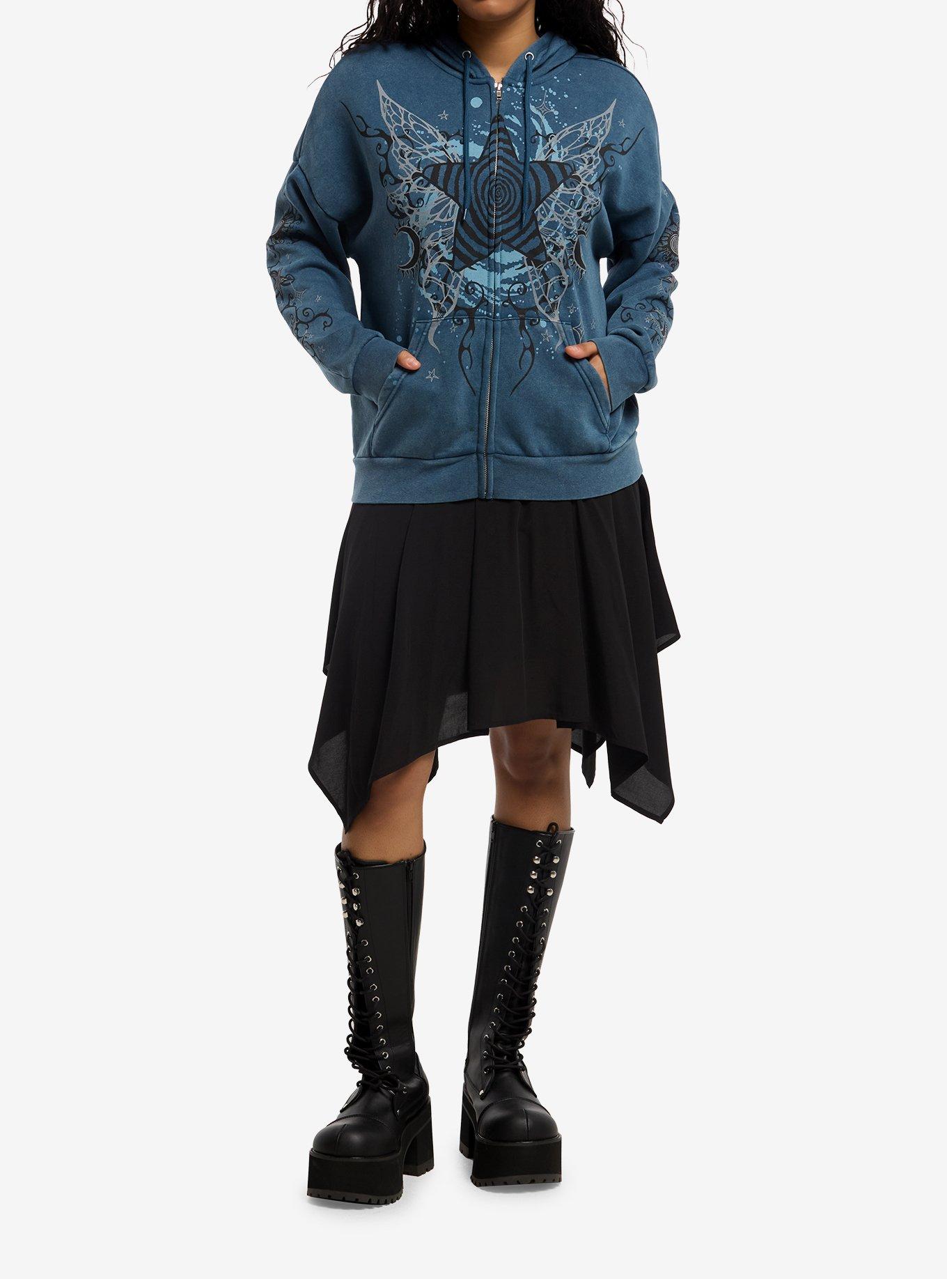 Thorn & Fable Teal Star Swirl Filigree Girls Hoodie, MULTI, alternate - view 3