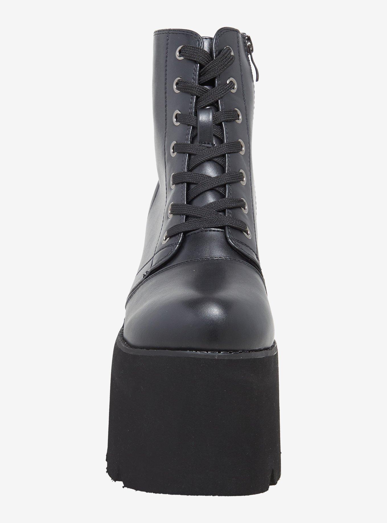 N.Y.L.A. Black Platform Combat Boots, BLACK, alternate