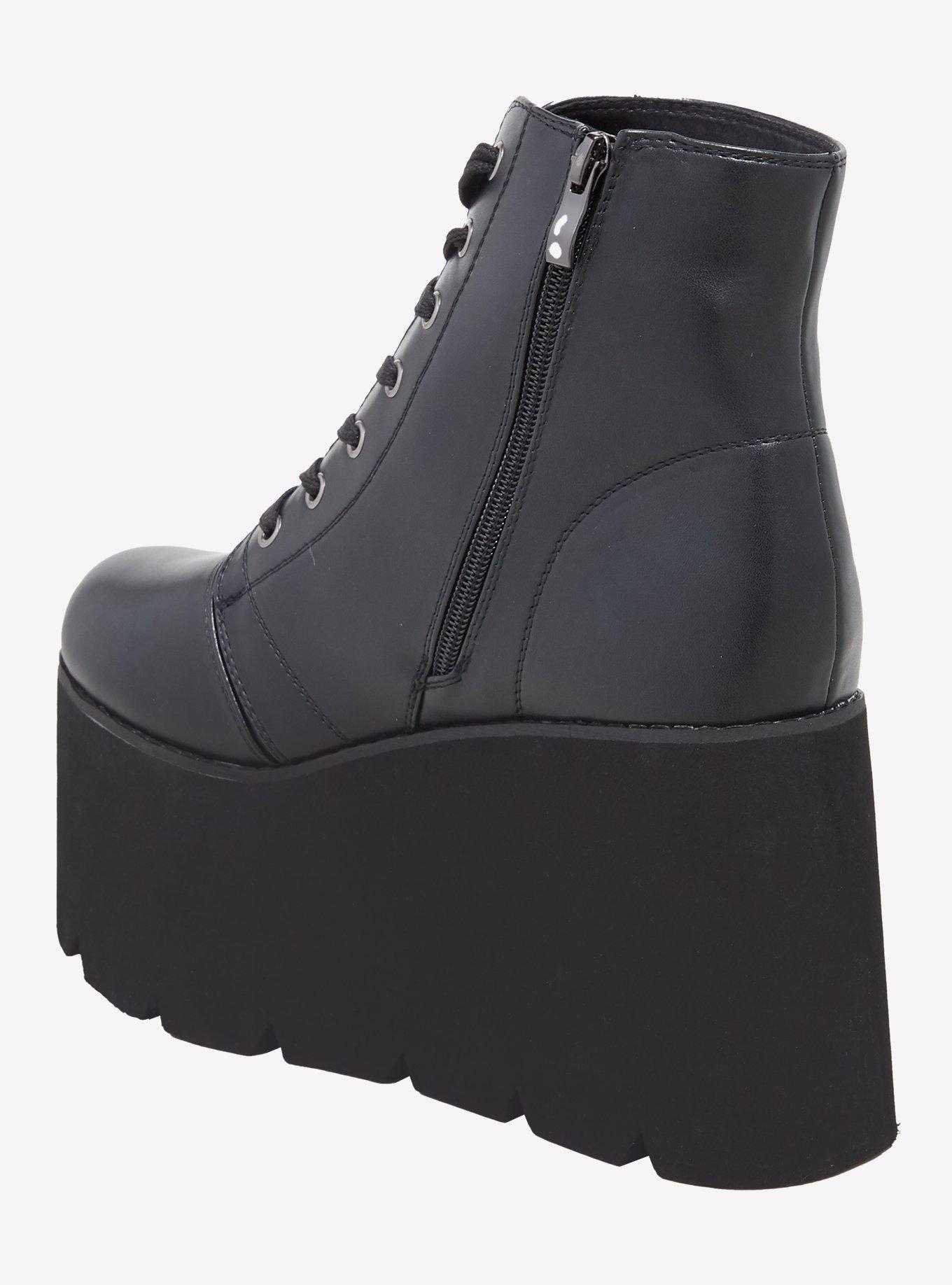 N.Y.L.A. Black Platform Combat Boots, BLACK, alternate