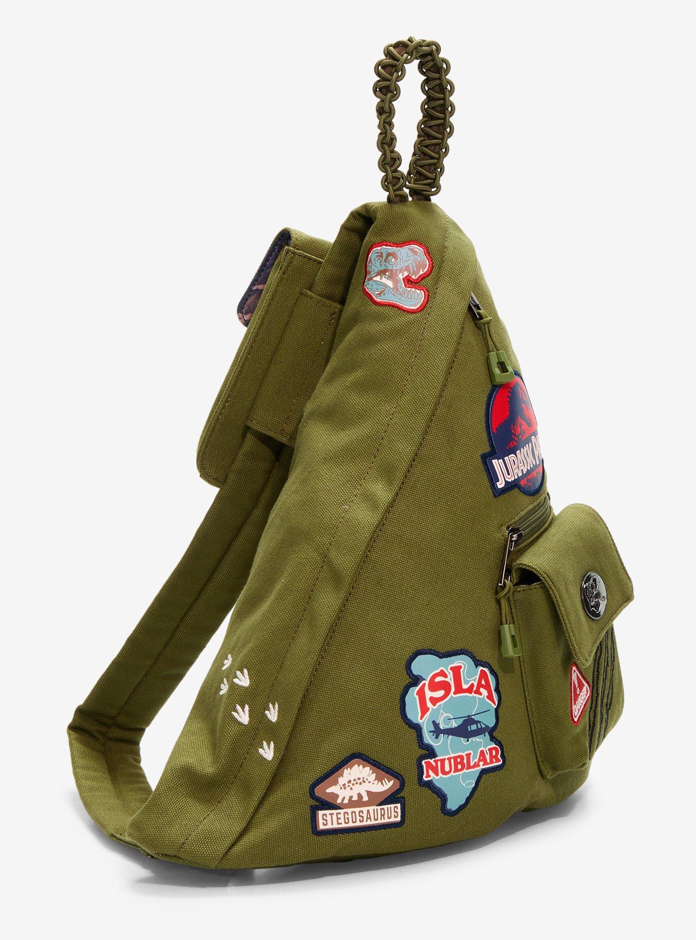 Jurassic Park Patches Triangle Sling Crossbody Bag - BoxLunch Exclusive, , hi-res