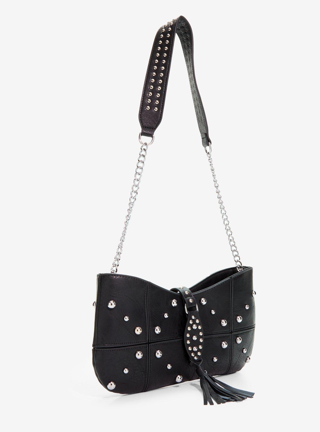 Black Stud Shoulder Bag, , hi-res