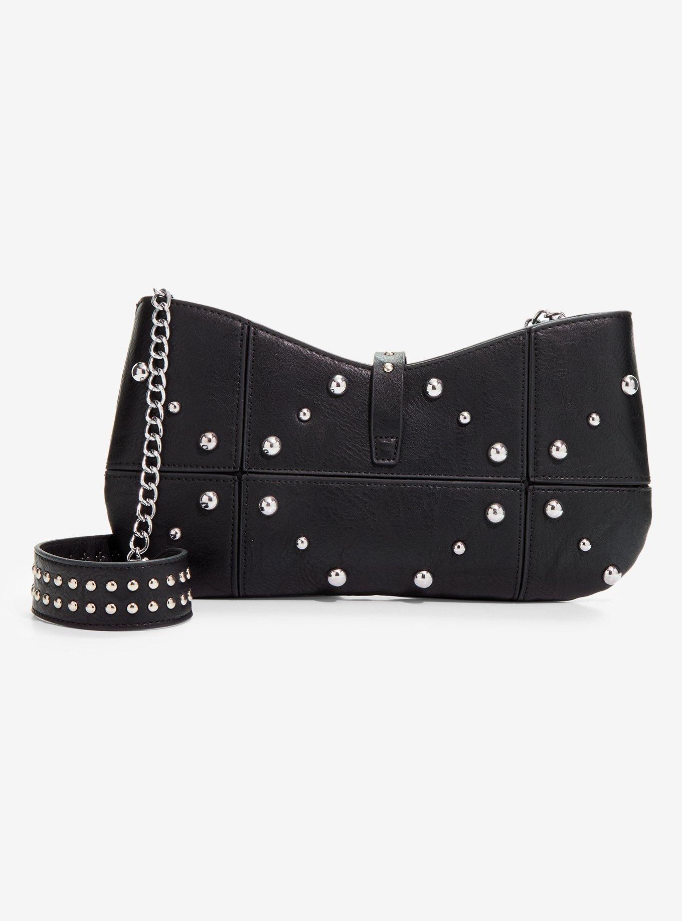 Black Stud Shoulder Bag, , alternate - view 3