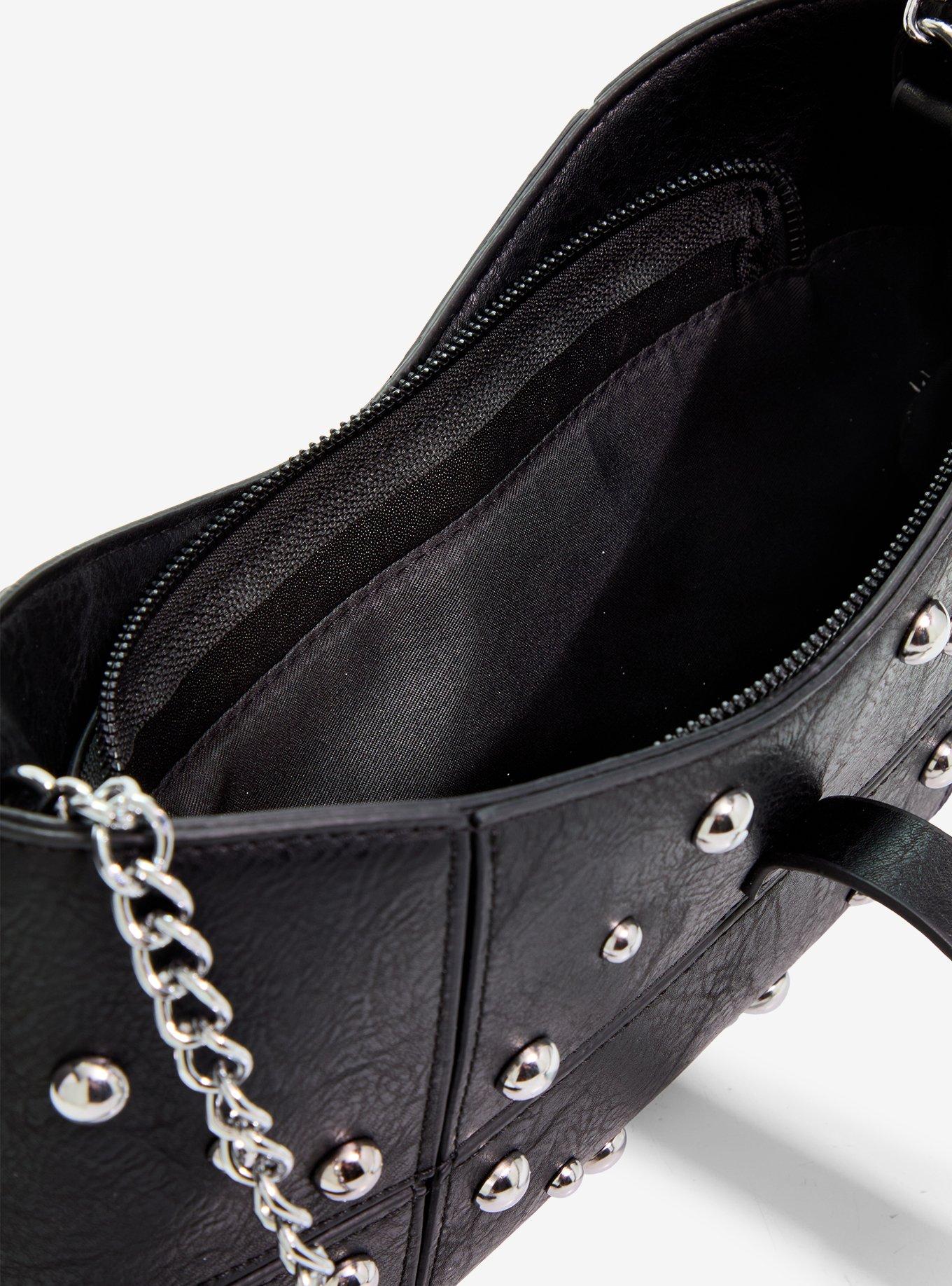 Black Stud Shoulder Bag, , alternate - view 4