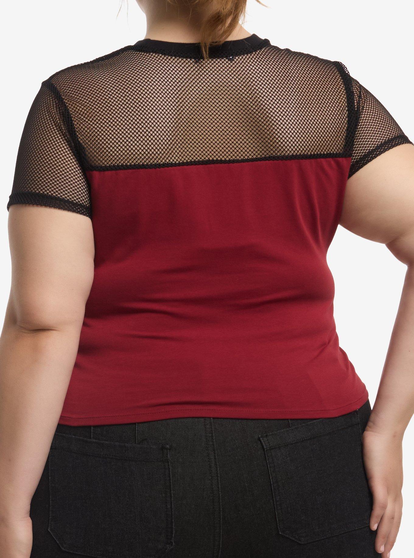 Social Collision Skull Fishnet Cutout Girls Baby T-Shirt Plus Size, , hi-res