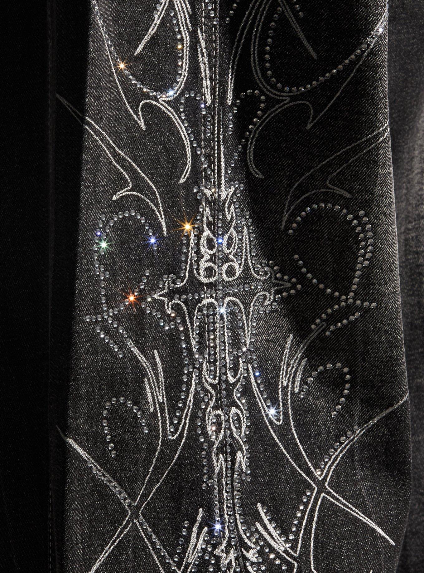 Social Collision Cyber Rhinestone Wide Taper Jeans, MULTI, alternate - view 4