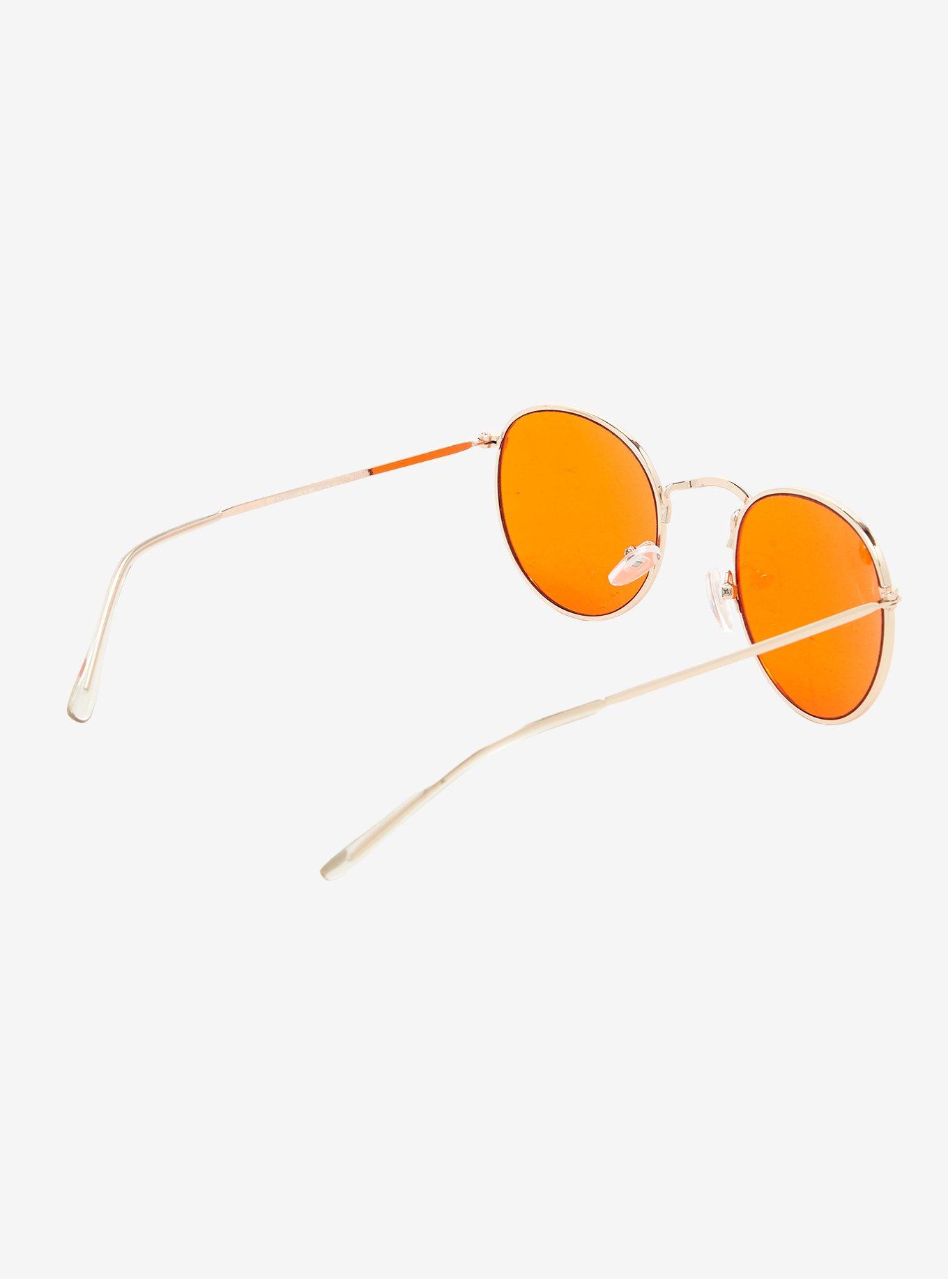 Dyllon Orange Round Sunglasses, , hi-res
