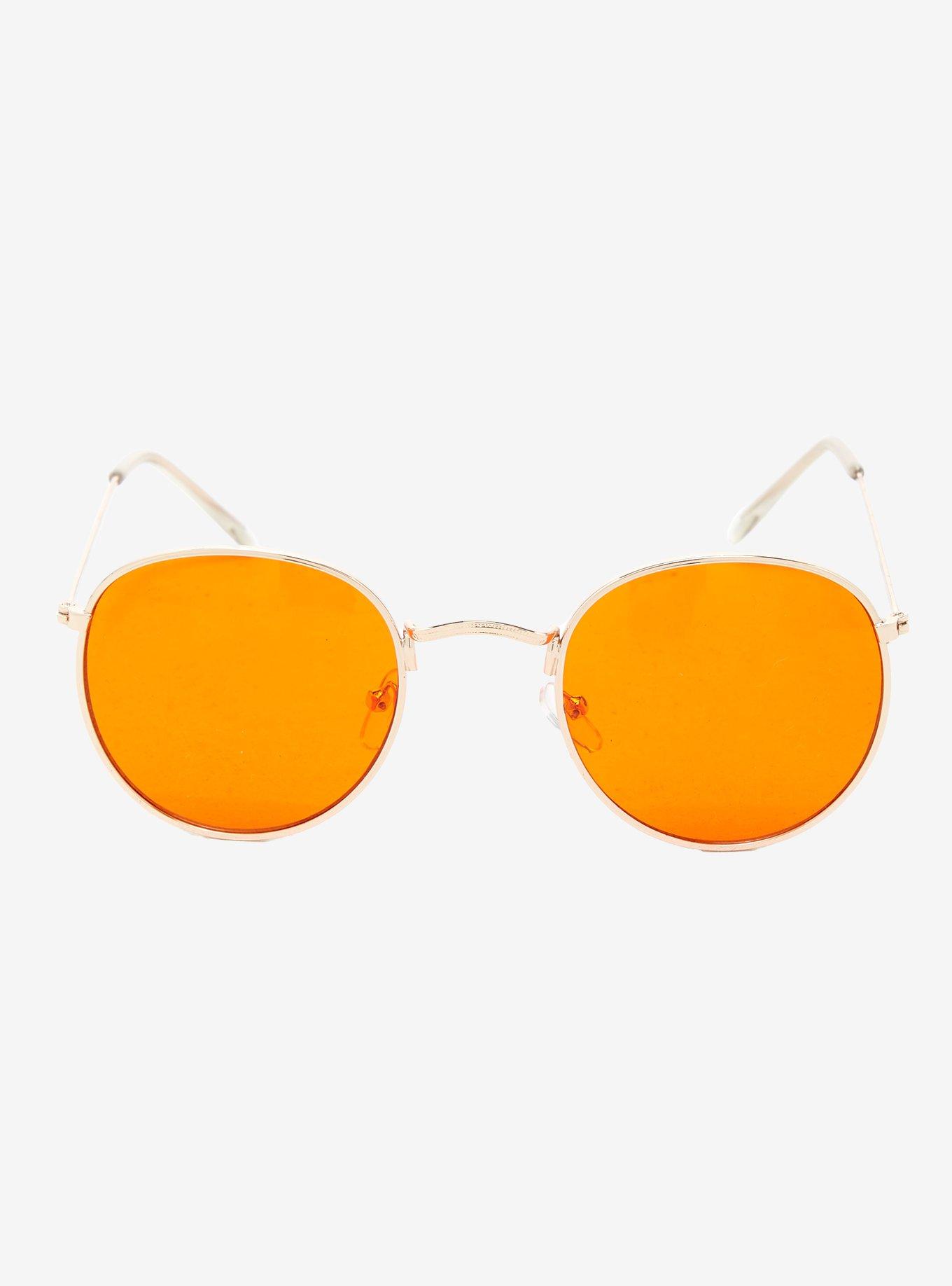 Dyllon Orange Round Sunglasses, , alternate