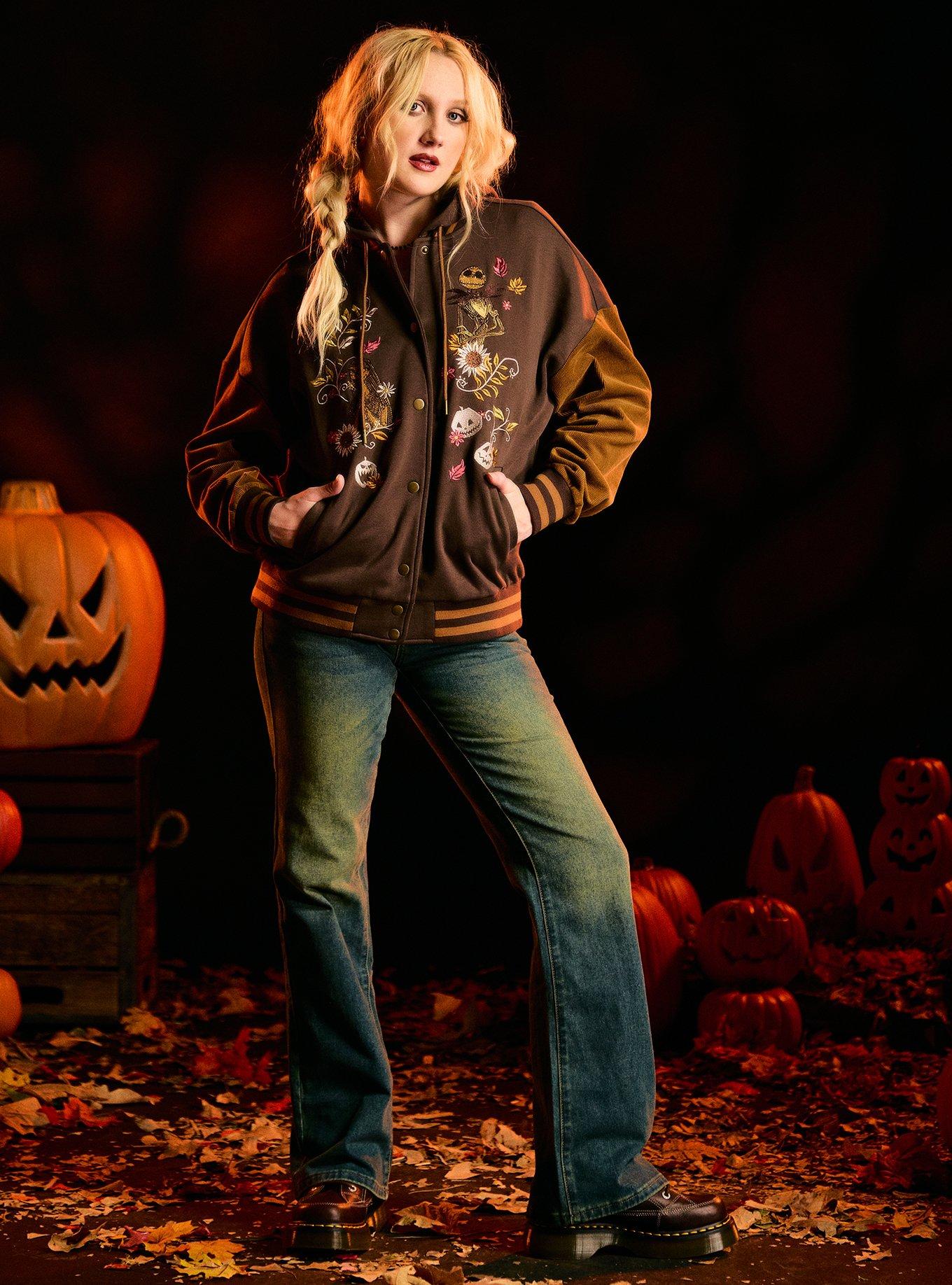 Her Universe The Nightmare Before Christmas Jack Floral Girls Varsity Jacket, MULTI, alternate - view 3