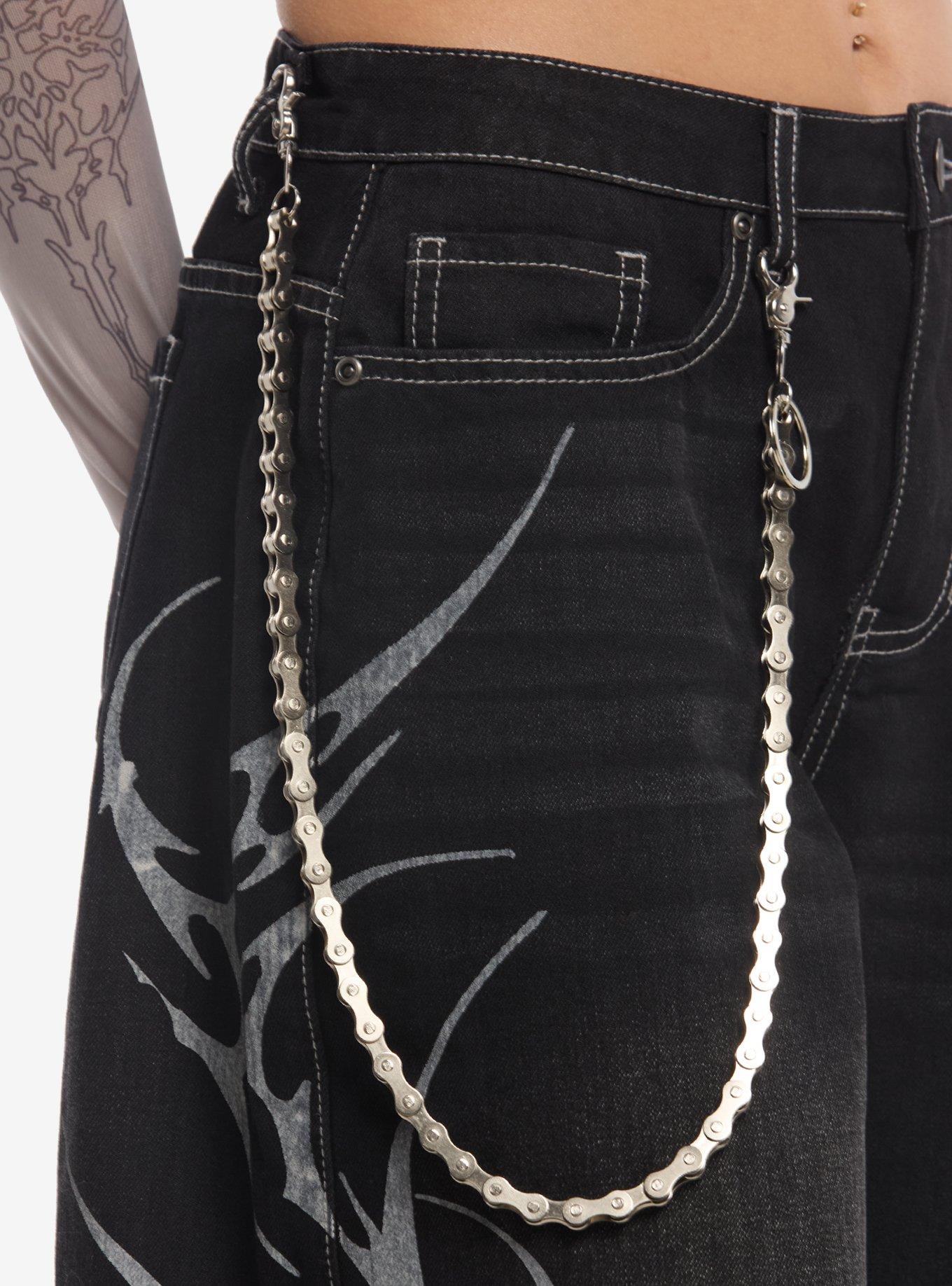 Social Collision Black Cyber Flame Side Chain Jorts, MULTI, alternate