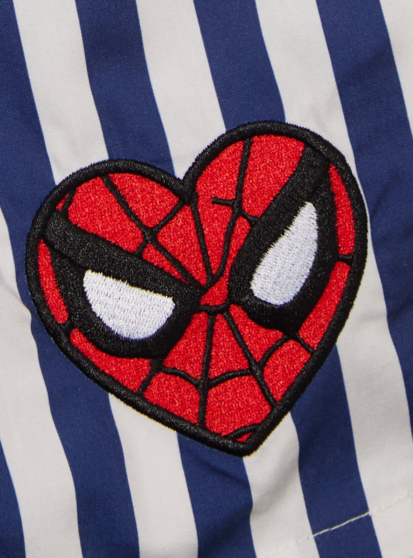 Marvel Spider-Man Heart Mask Striped Women's Boxer Shorts - BoxLunch Exclusive, , alternate