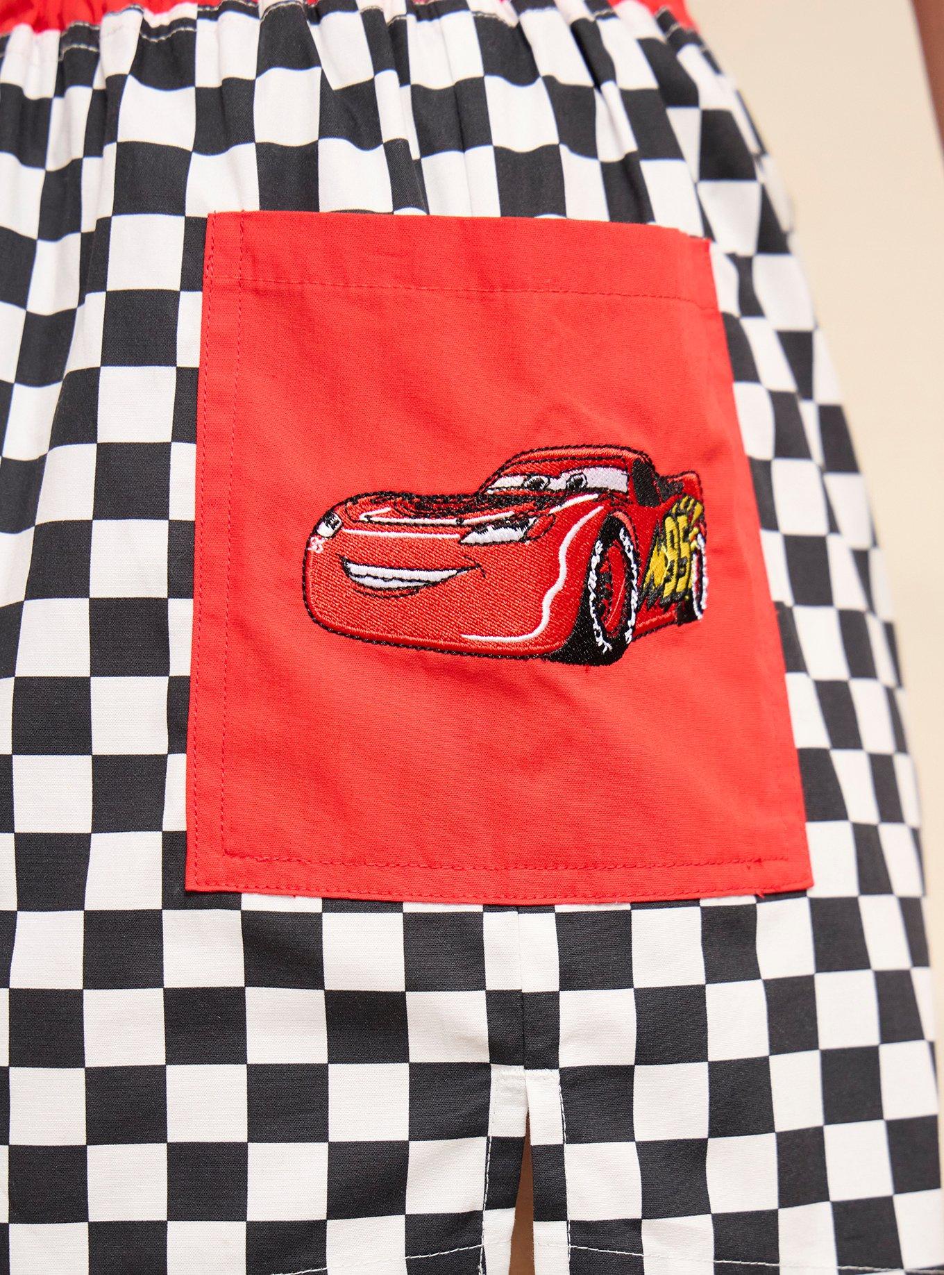 Disney Pixar Cars Lightning McQueen Checkered Women's Boxer Shorts &mdash; BoxLunch Exclusive, RED  WHITE, alternate - view 5