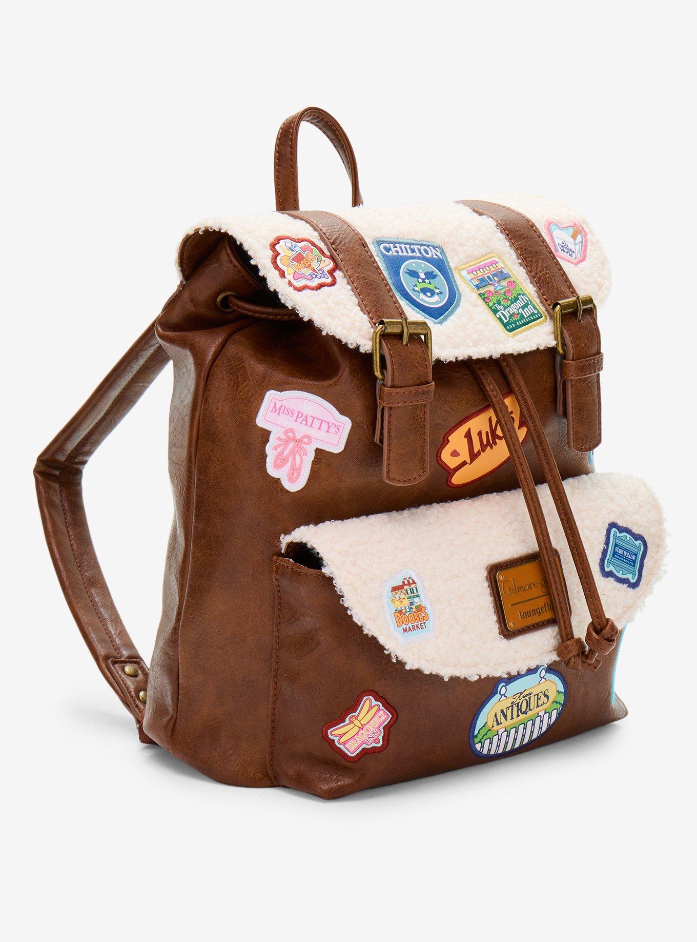 Loungefly Gilmore Girls Embroidered Patches Sherpa-Lined Rucksack Mini Backpack, , hi-res