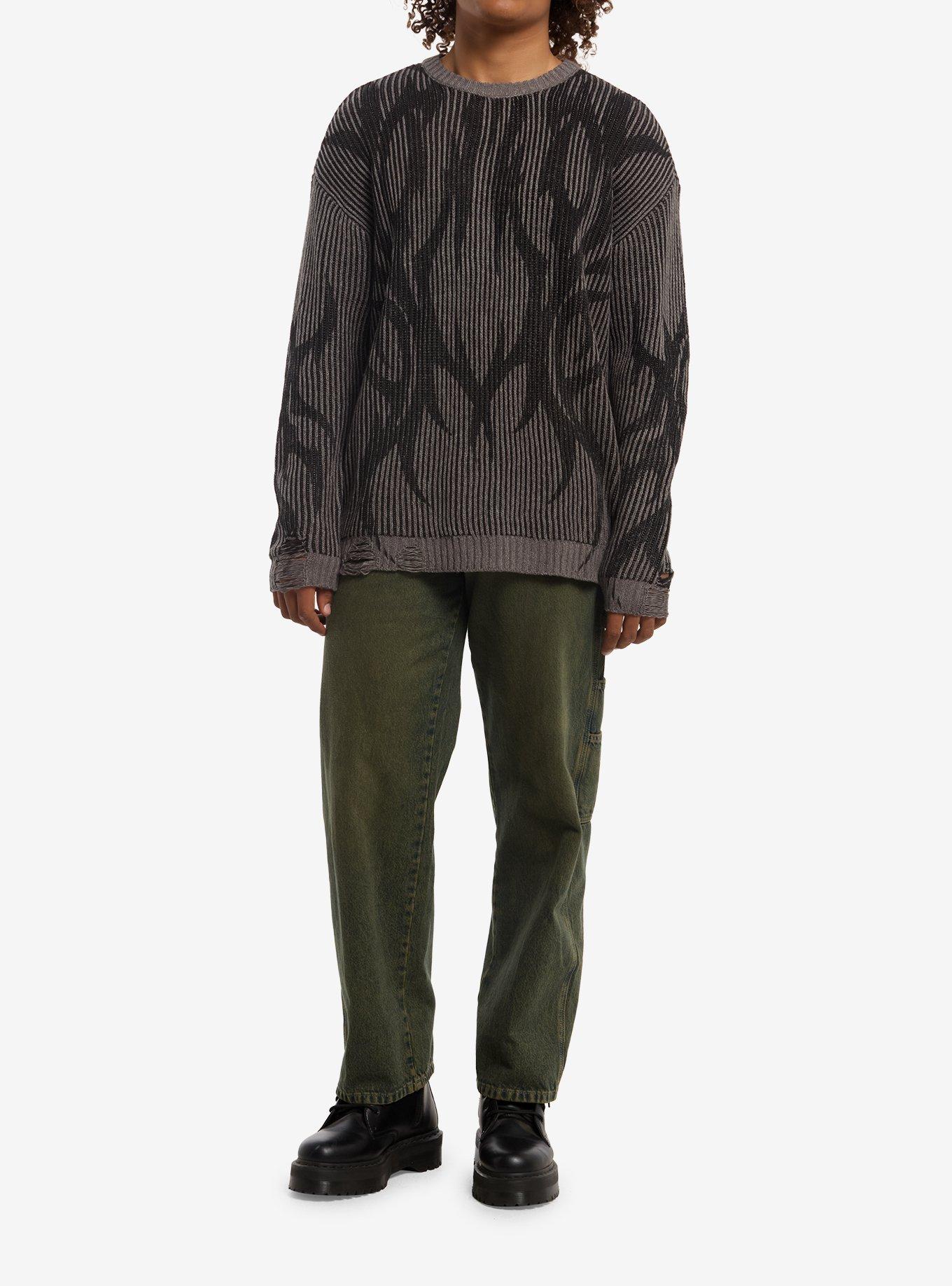 Grey & Black Cyber Sigil Sweater, , hi-res