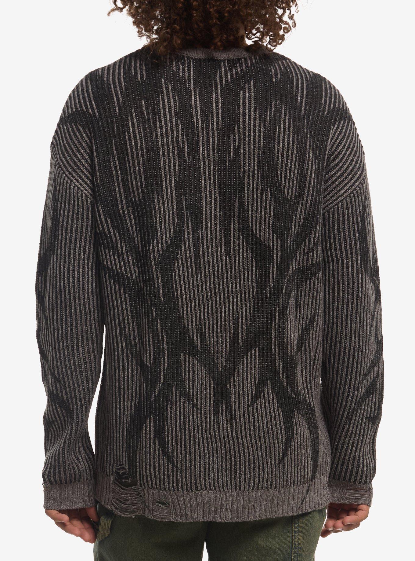 Grey & Black Cyber Sigil Sweater, GREY, alternate - view 3