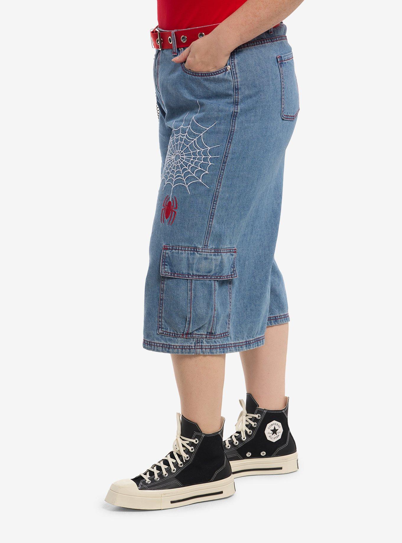 Her Universe Marvel Spider-Man Side Chain Belted Jorts Plus Size, MULTI, alternate