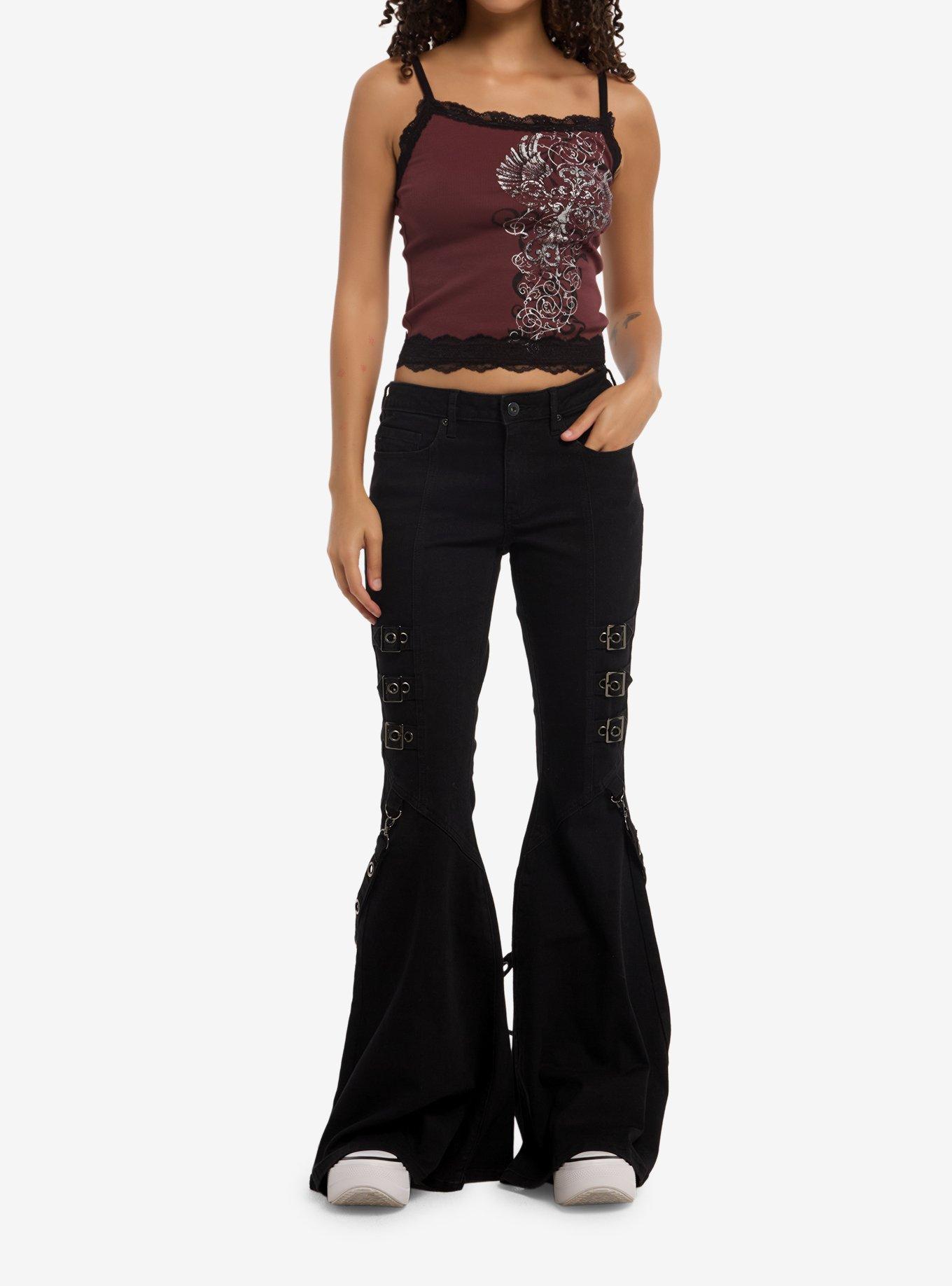 Social Collision Burgundy Cross Filigree Girls Cami, , hi-res