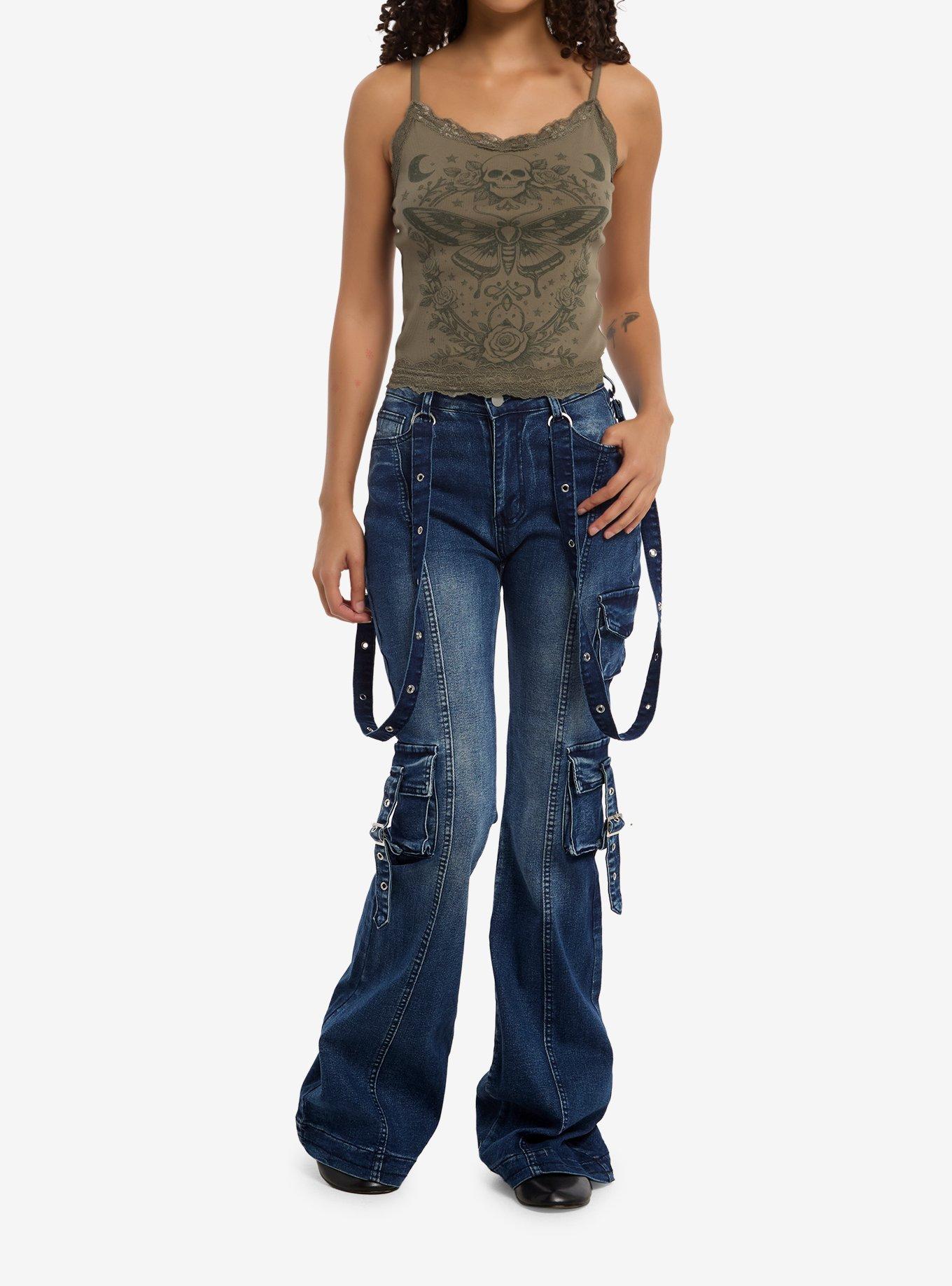 Thorn & Fable Olive Skull Moth Girls Cami, MULTI, alternate