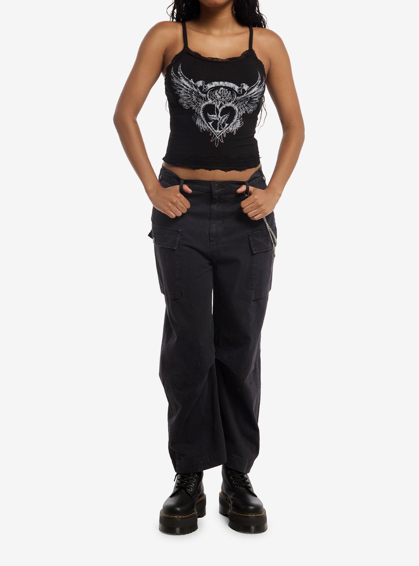 Social Collision Rose Wing Rhinestone Girls Cami, , hi-res