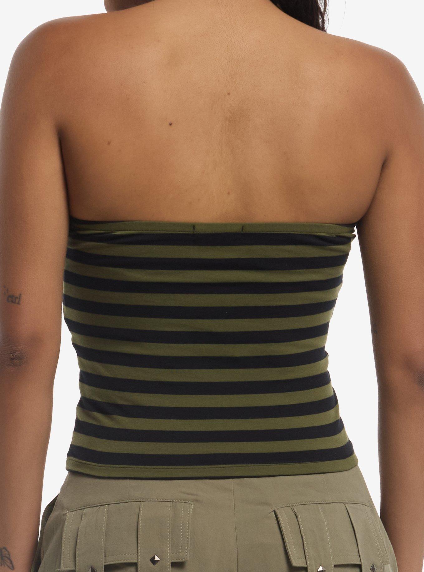 Black & Green Stripe Star Girls Halter Top, MULTI, alternate - view 3