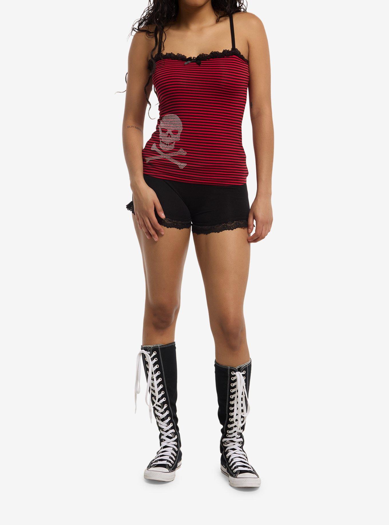 Black & Red Stripe Skull Girls Cami, , hi-res