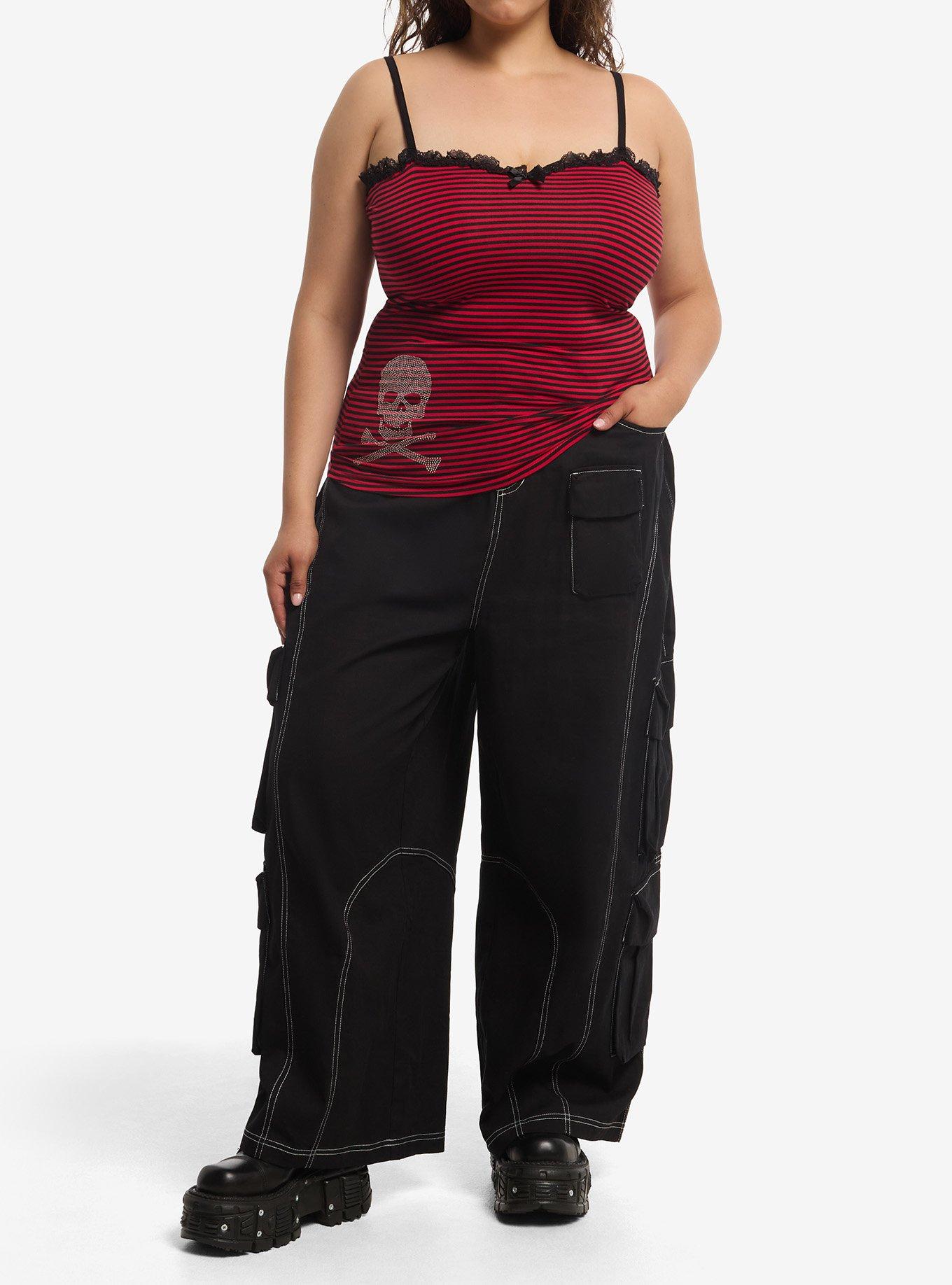 Black & Red Stripe Skull Girls Cami Plus Size, , hi-res