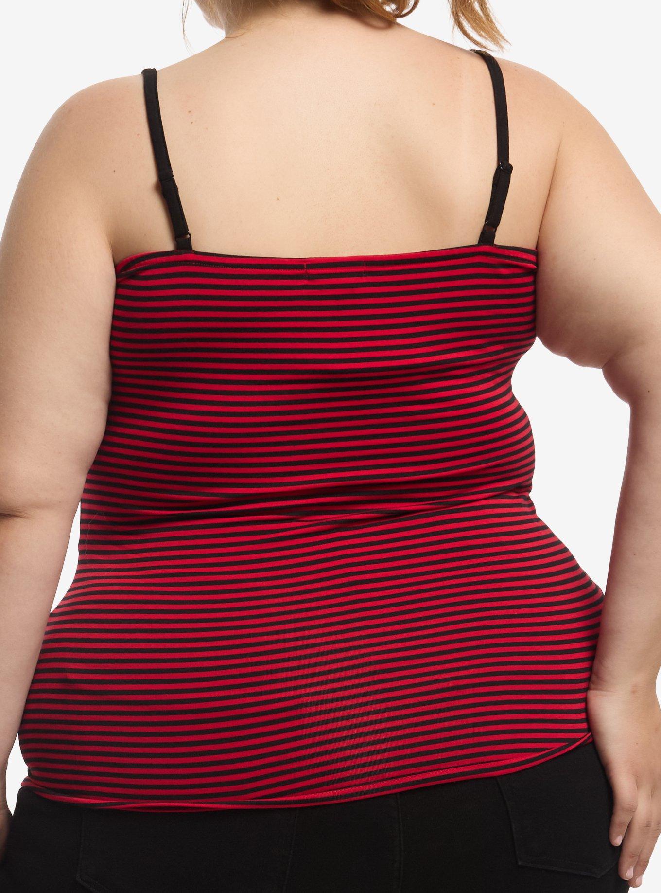 Black & Red Stripe Skull Girls Cami Plus Size, , hi-res