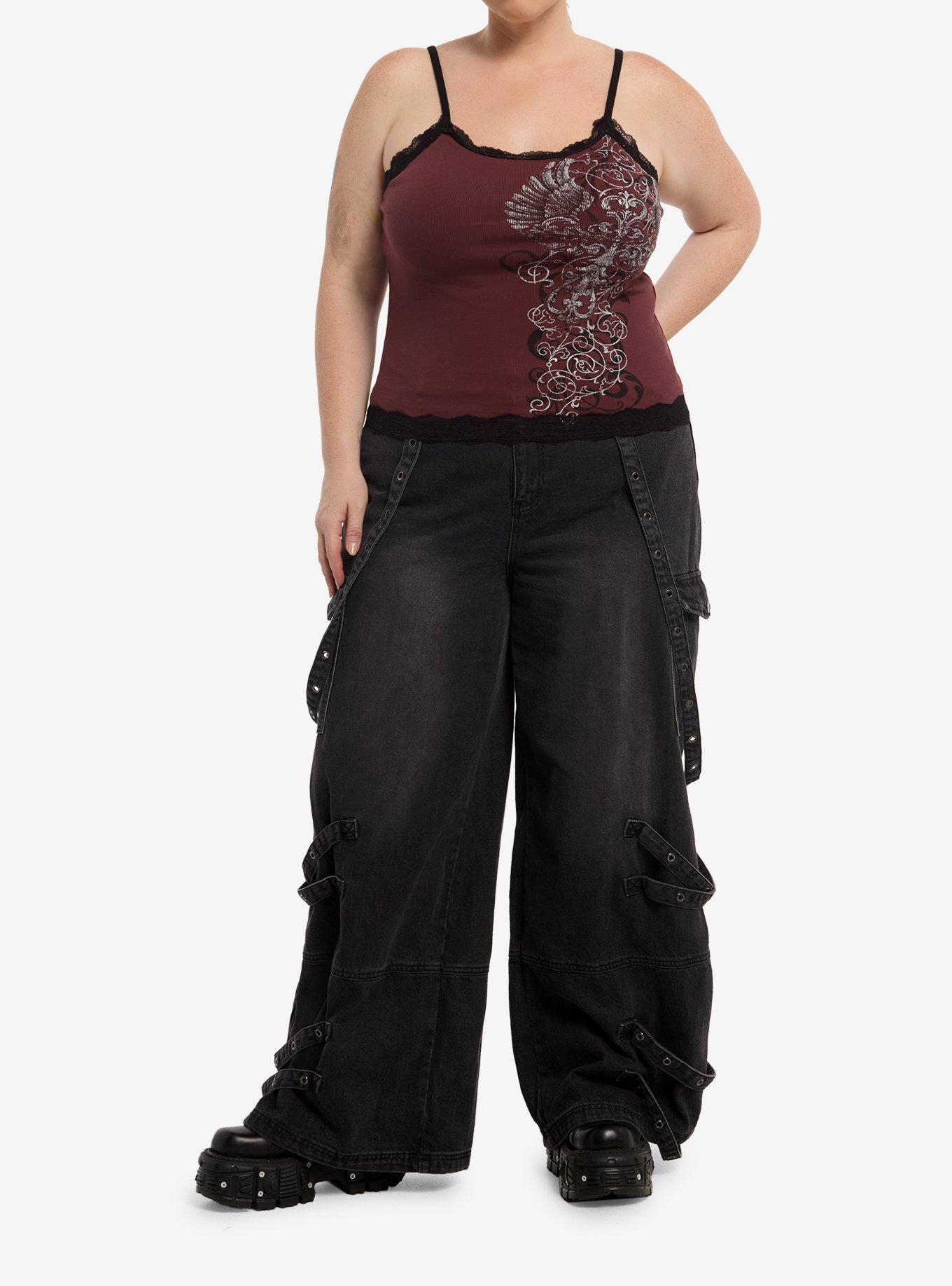 Social Collision Burgundy Cross Filigree Girls Cami Plus Size, , hi-res