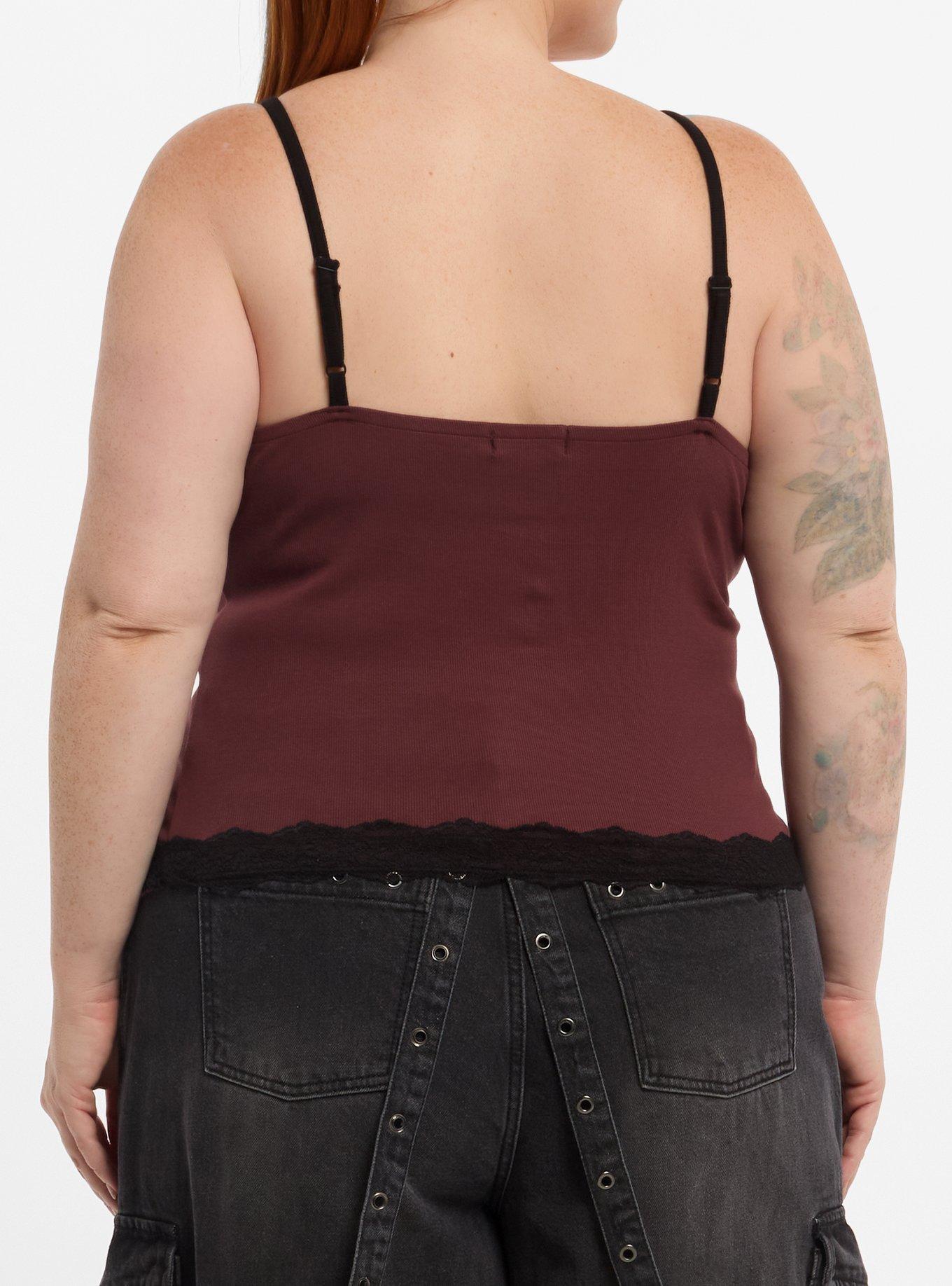 Social Collision Burgundy Cross Filigree Girls Cami Plus Size, MULTI, alternate