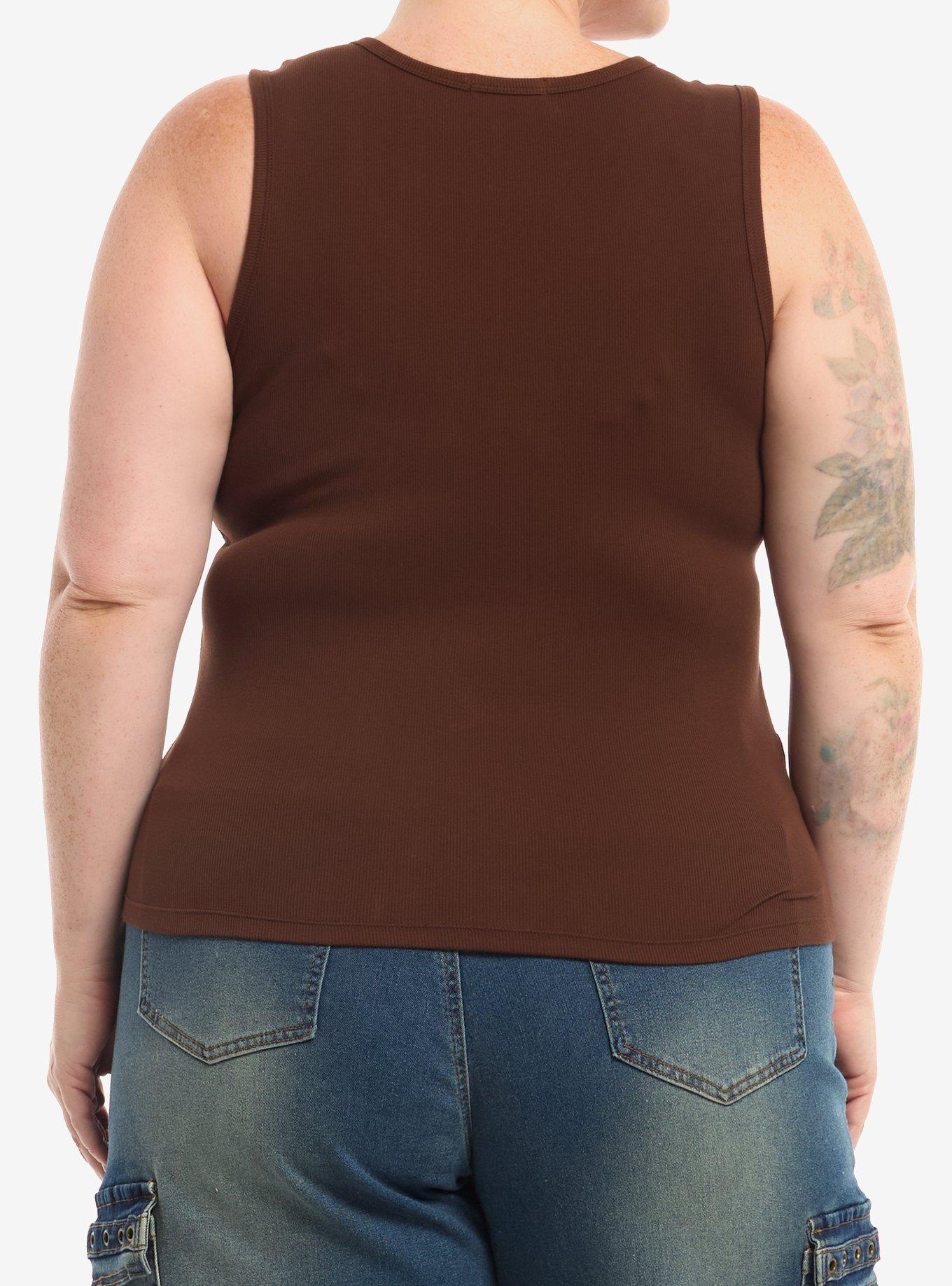 Social Collision Winged Filigree Lace-Up Girls Tank Top Plus Size, MULTI, alternate - view 3