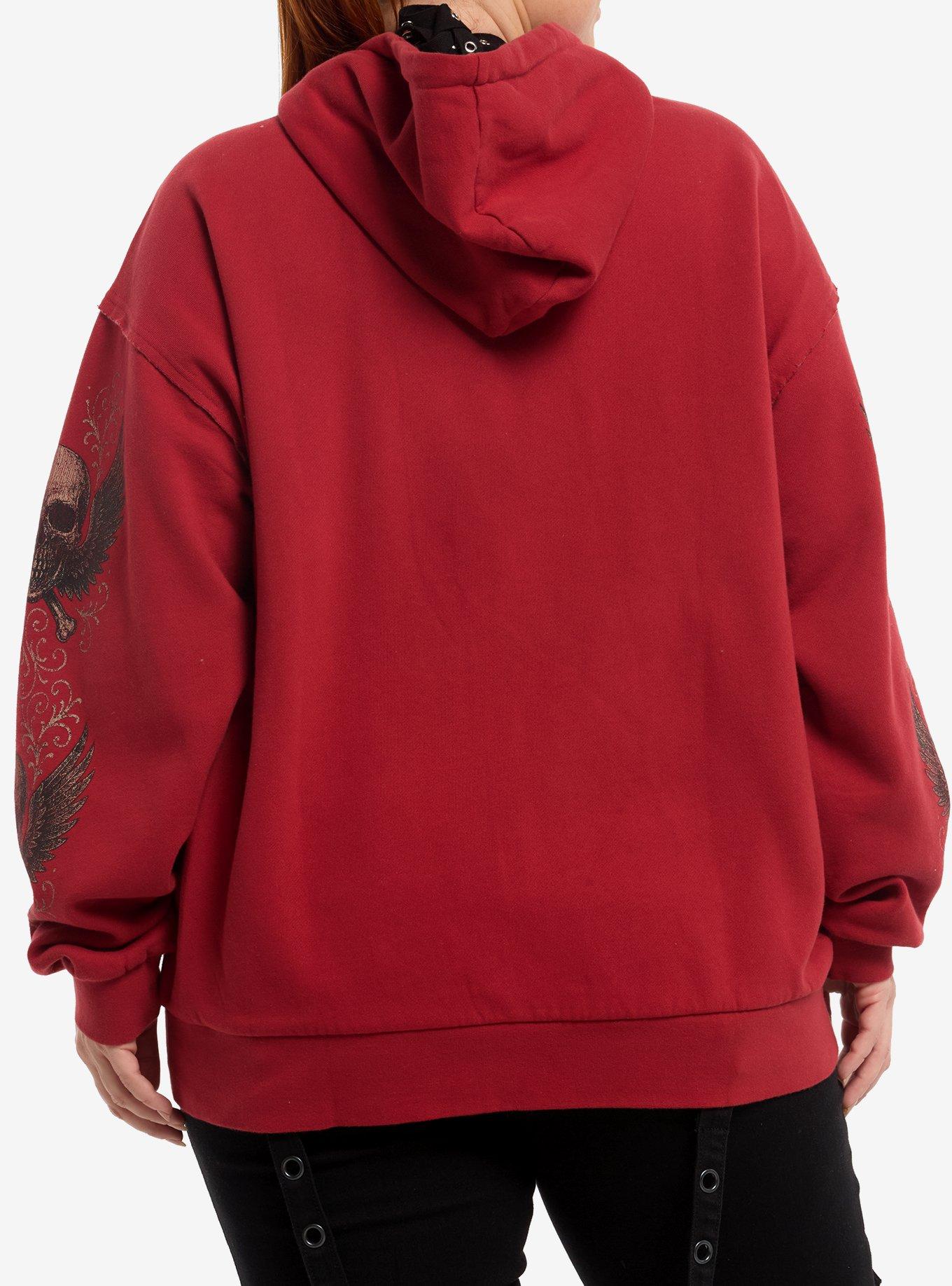Social Collision Triple Skull Girls Oversized Hoodie Plus Size, , hi-res