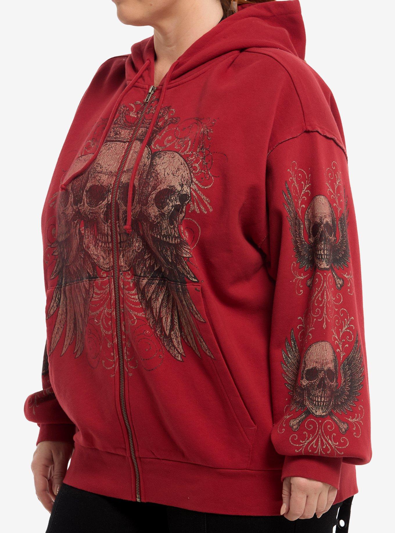 Social Collision Triple Skull Girls Oversized Hoodie Plus Size, MULTI, alternate