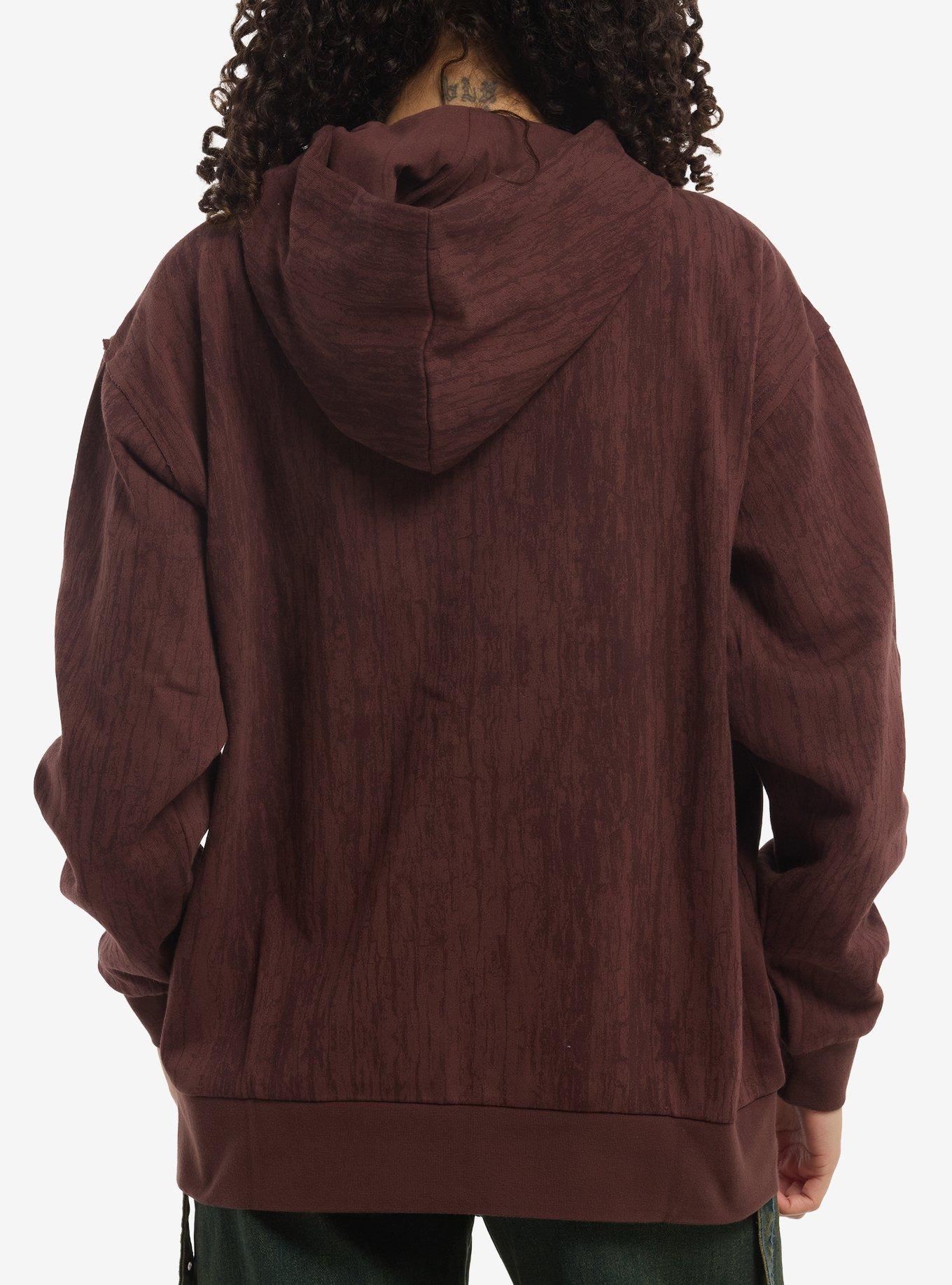 Social Collision Brown Winged Cross Girls Oversized Hoodie, , hi-res
