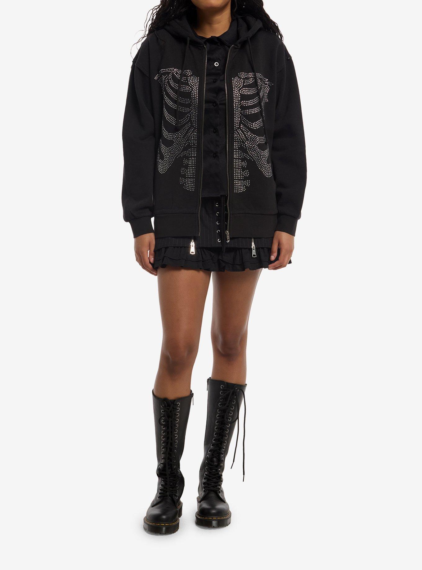 Social Collision Rib Cage Rhinestone Girls Hoodie, MULTI, alternate - view 3
