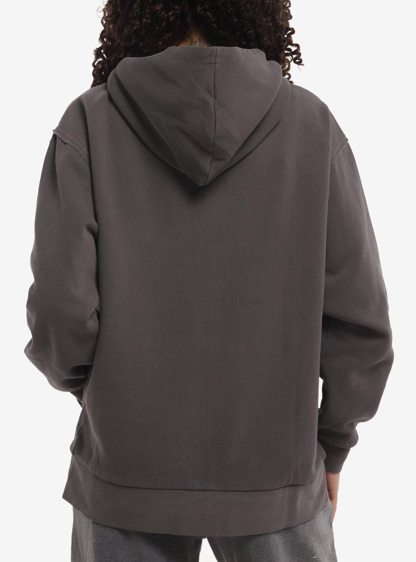 Social Collision Grey Winged Cross Girls Oversized Hoodie, , hi-res