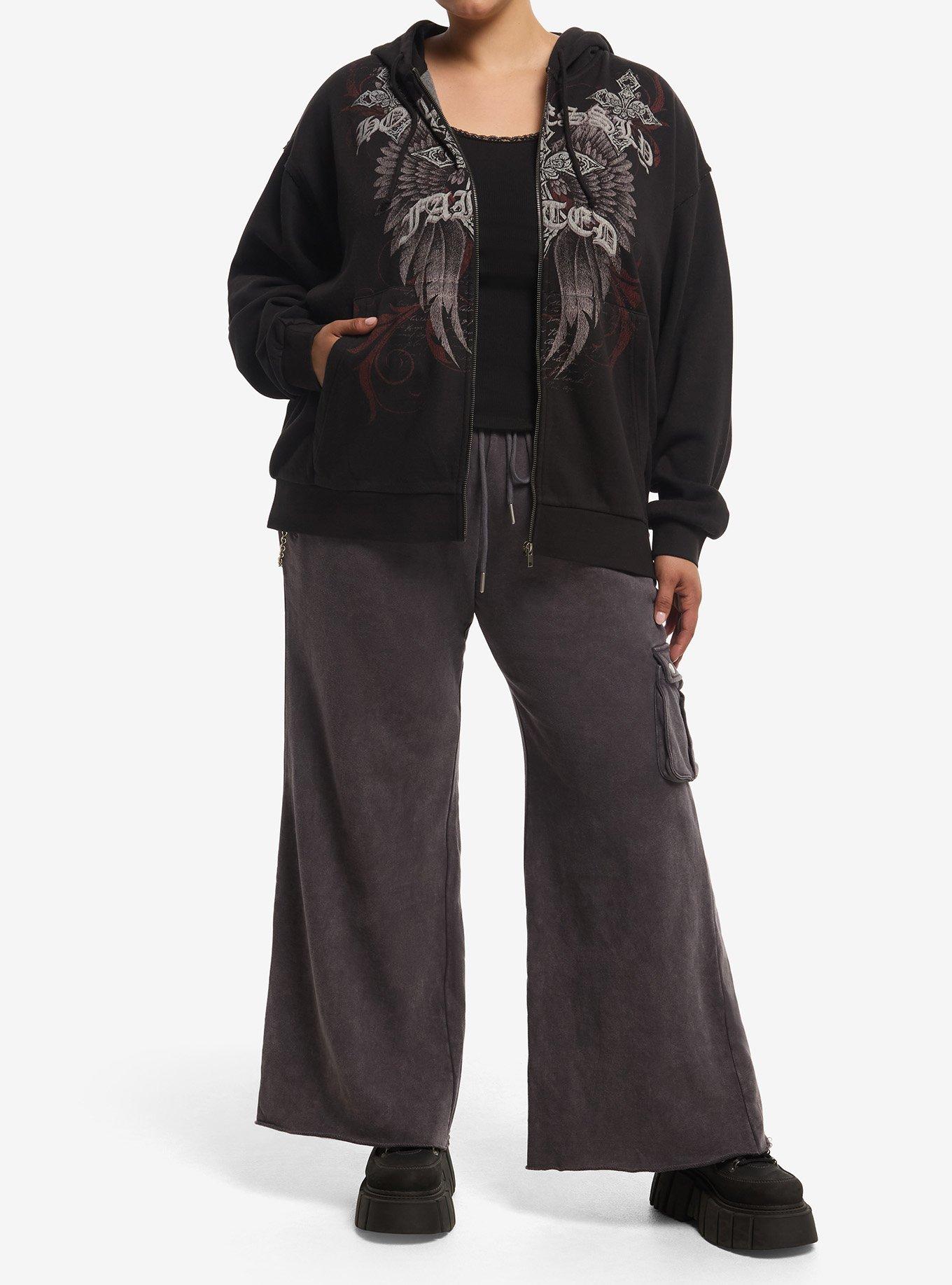 Social Collision Hopelessly Fated Girls Hoodie Plus Size, MULTI, alternate - view 3