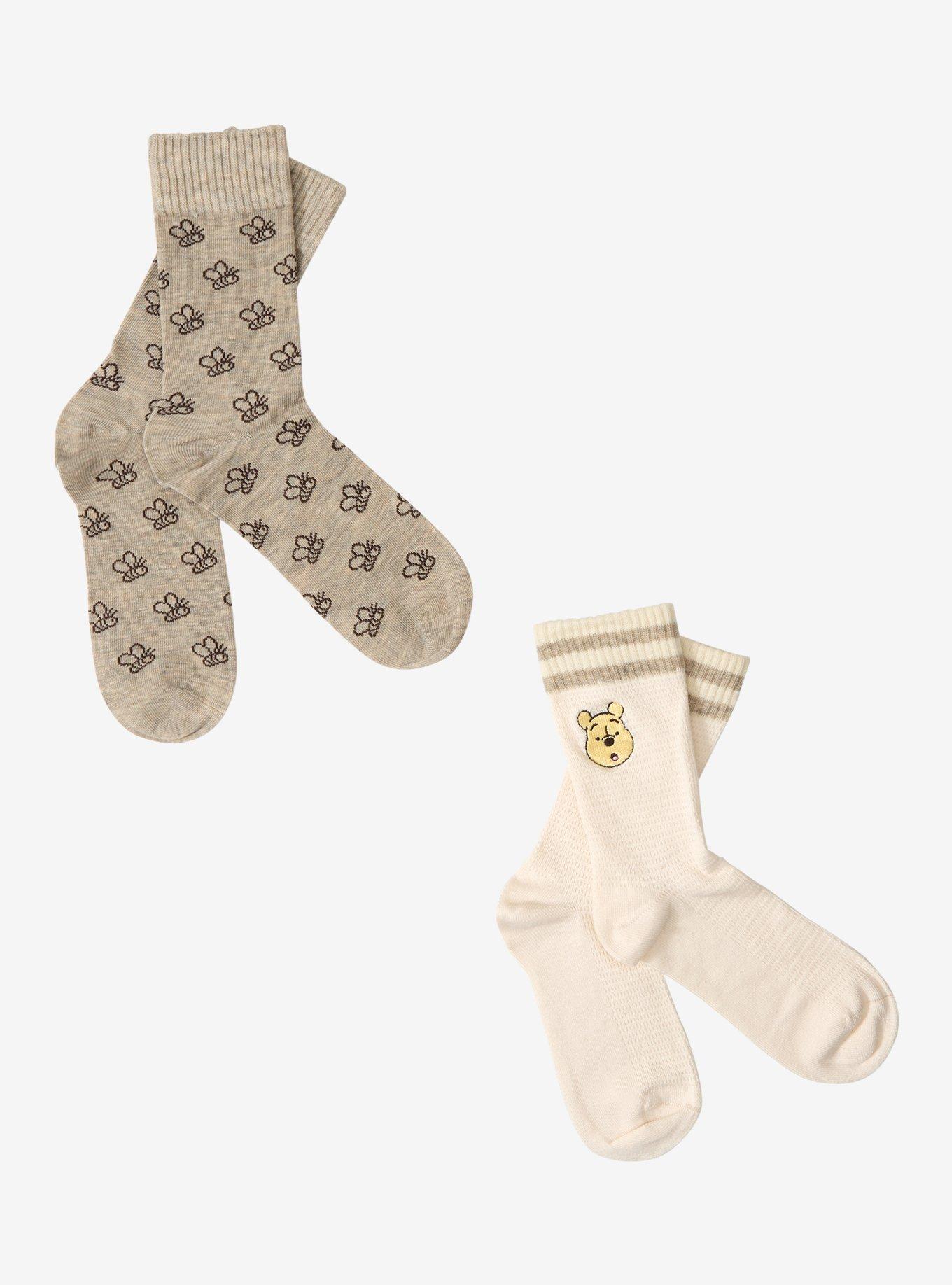 Disney Winnie the Pooh Embroidered Pooh Bear & Bees Crew Sock Set - BoxLunch Exclusive, , hi-res