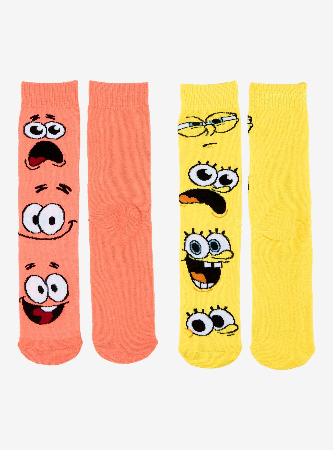 SpongeBob SquarePants Patrick & SpongeBob Face Allover Print Crew Socks
