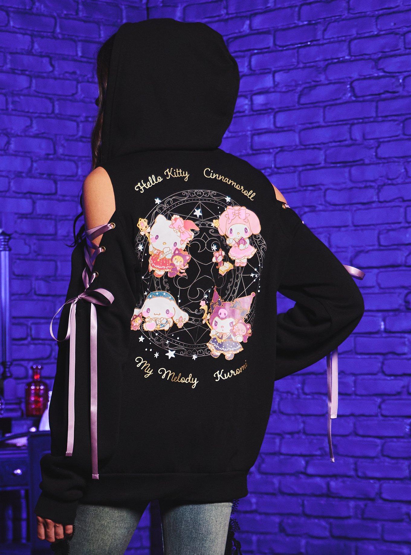 Hello Kitty And Friends Magic Lace-Up Girls Cold-Shoulder Hoodie, MULTI, alternate - view 2