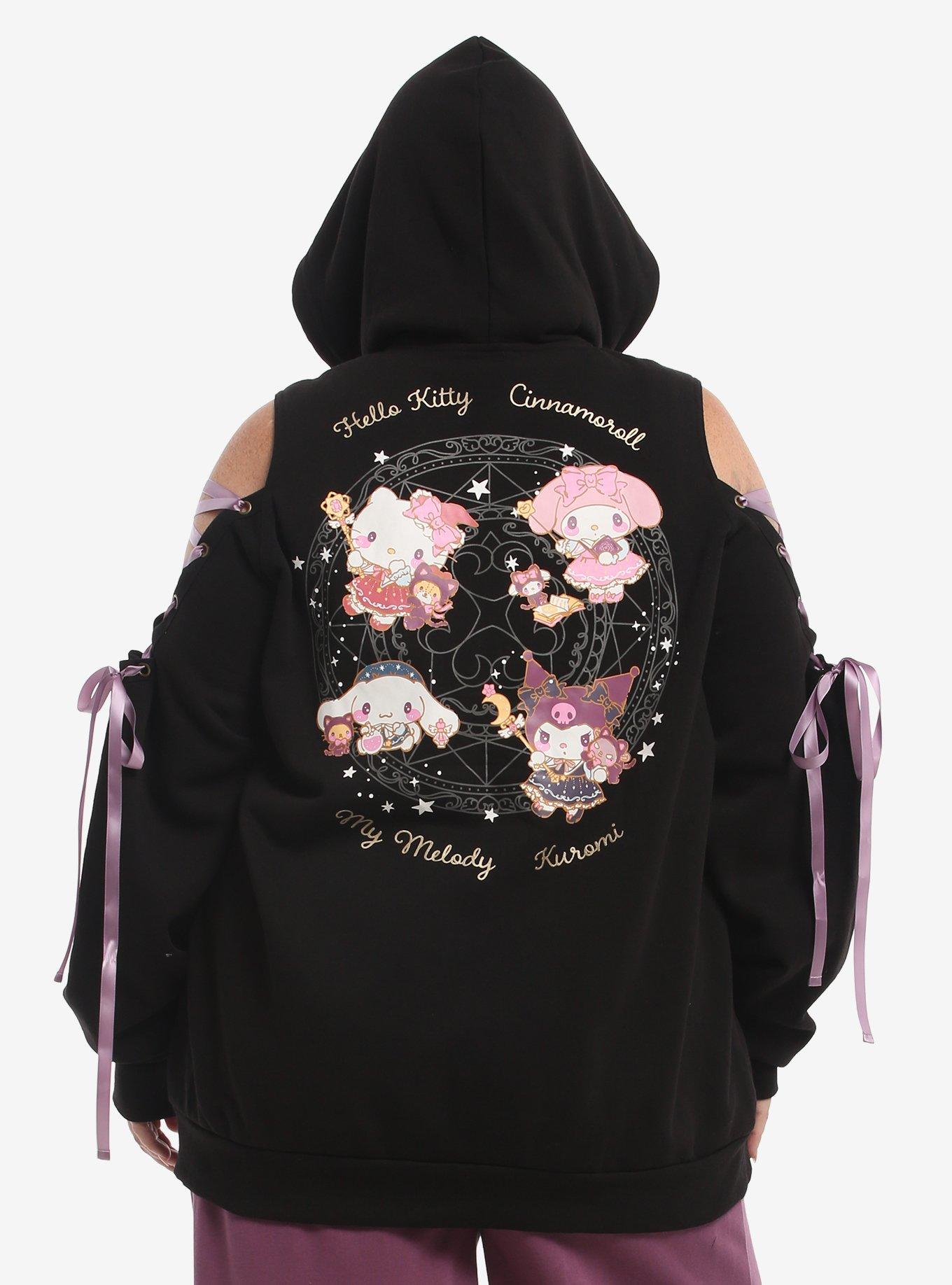 Hello Kitty And Friends Magic Lace-Up Girls Cold-Shoulder Hoodie Plus Size, MULTI, alternate - view 2