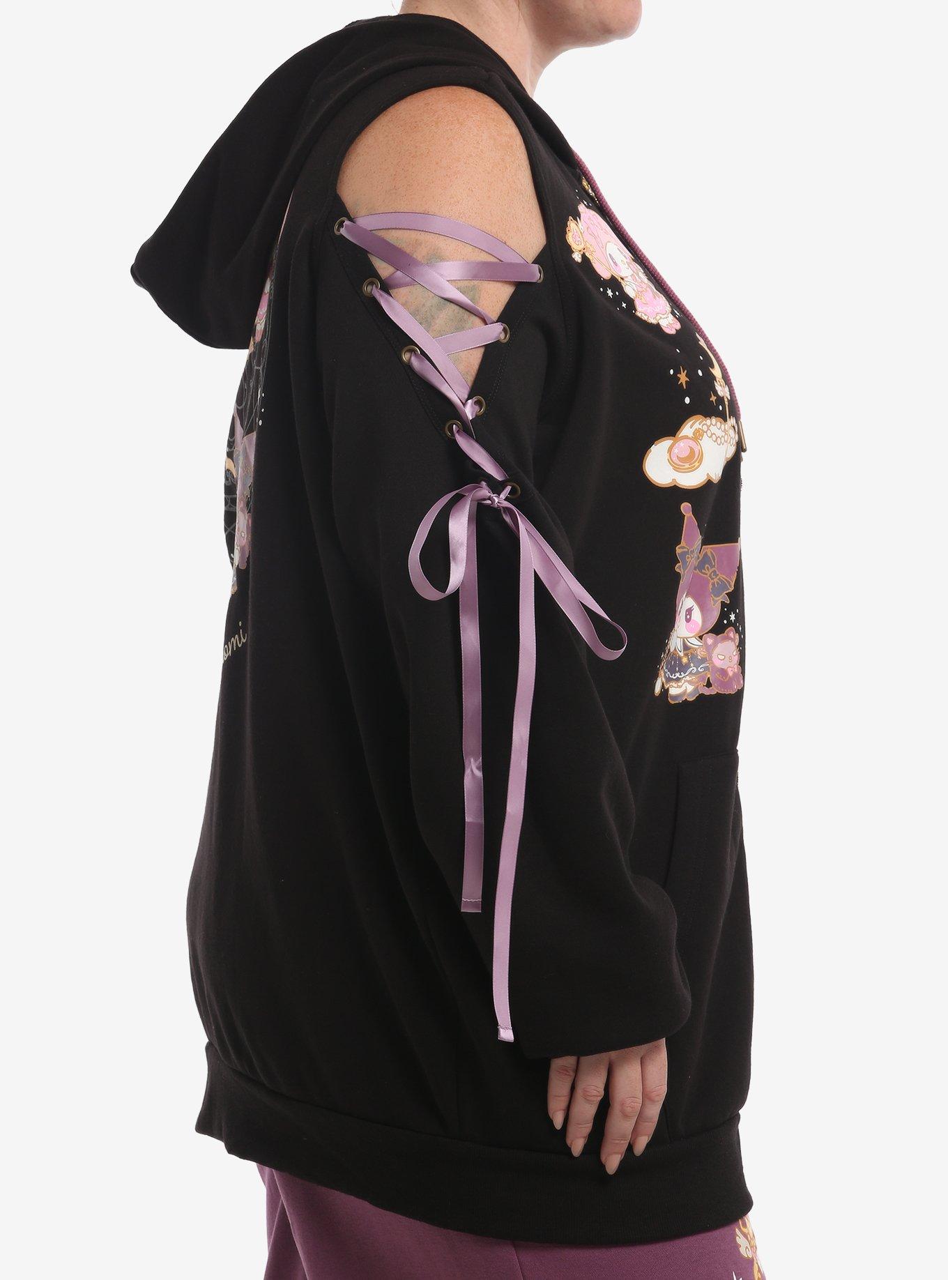 Hello Kitty And Friends Magic Lace-Up Girls Cold-Shoulder Hoodie Plus Size, MULTI, alternate - view 4