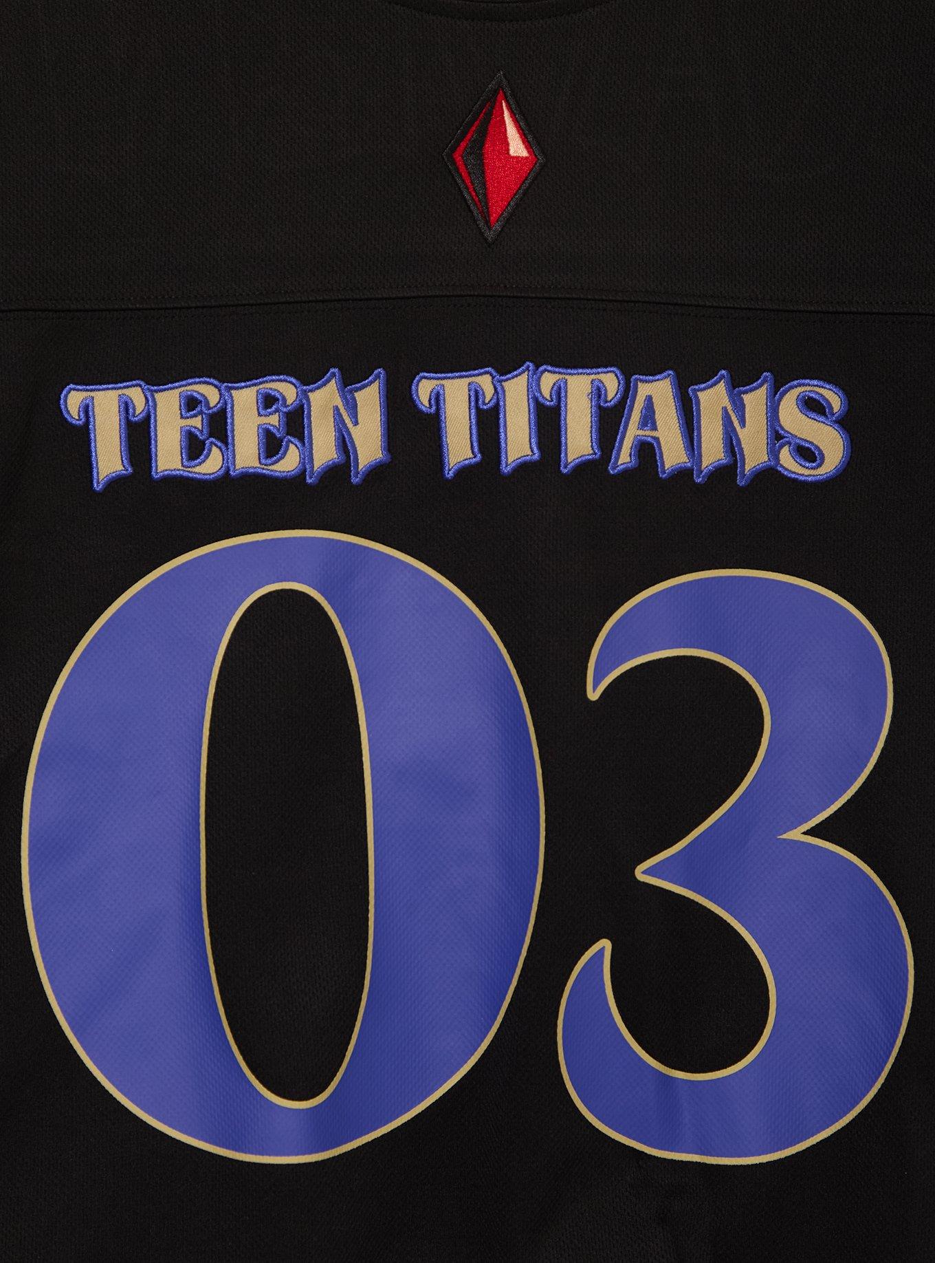 DC Comics Teen Titans Raven Women's Cropped Football Jersey - BoxLunch Exclusive, DARK BLUE, alternate - view 3
