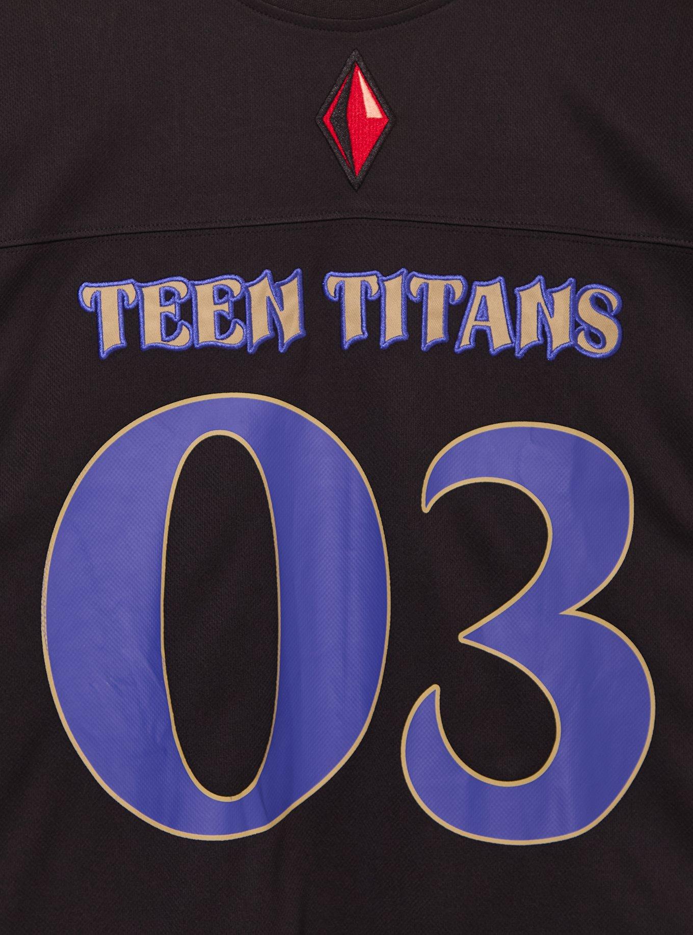 DC Comics Teen Titans Raven Women's Plus Size Cropped Football Jersey - BoxLunch Exclusive, DARK BLUE, alternate - view 3