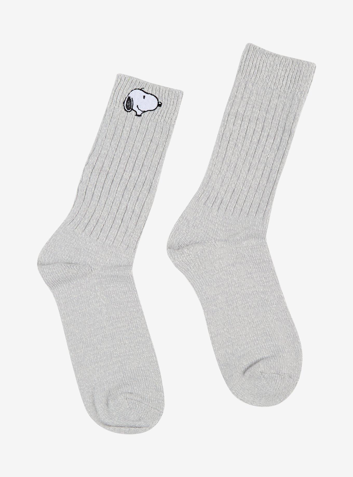 Peanuts Snoopy Embroidered Slouchy Crew Socks, , hi-res