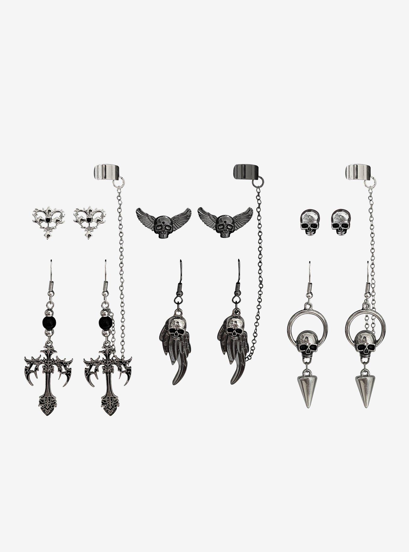 Social Collision Skull Wing Cuff Earring Set, , hi-res