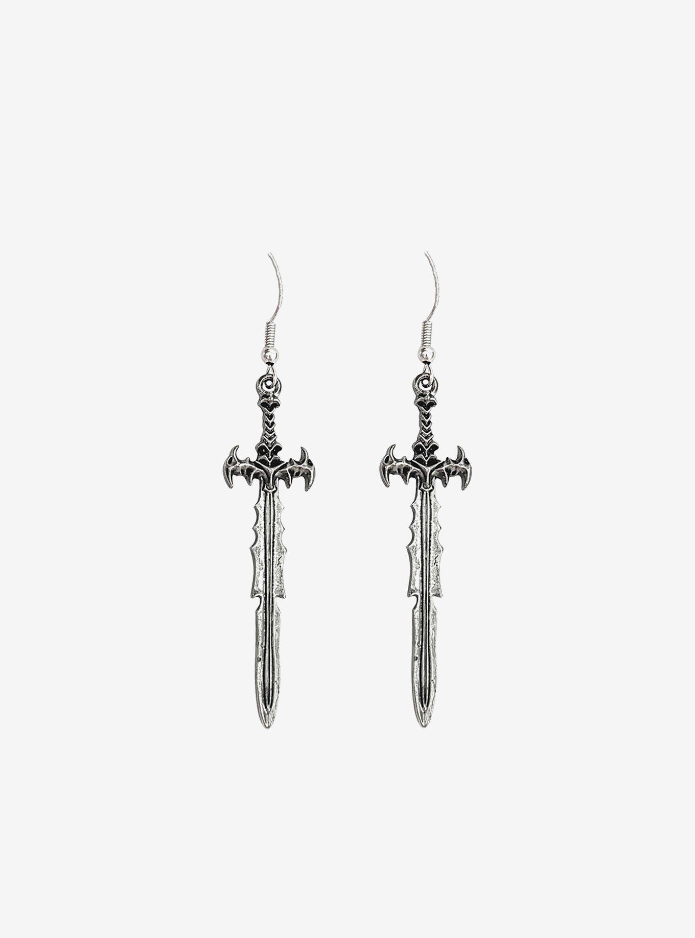 Social Collision Cyber Dagger Drop Earrings, , hi-res